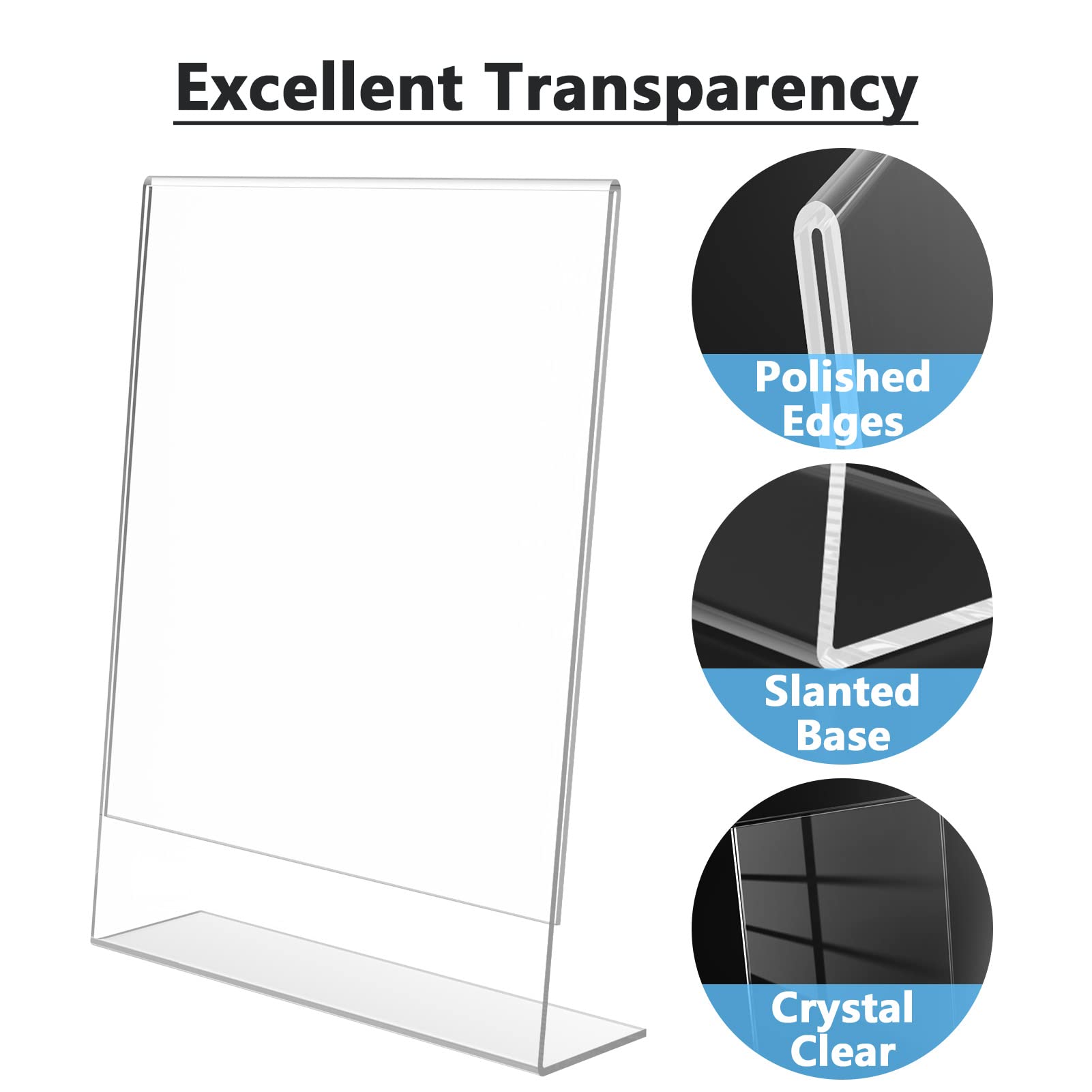 MaxGear 8.5 x 11 Inch Clear Acrylic Sign Holders - 24 Pack Plastic Display Stands with Slant Back for Menus, Flyers, Photos | Perfect for Office, Retail Store, Restaurant & Event Countertop Displays