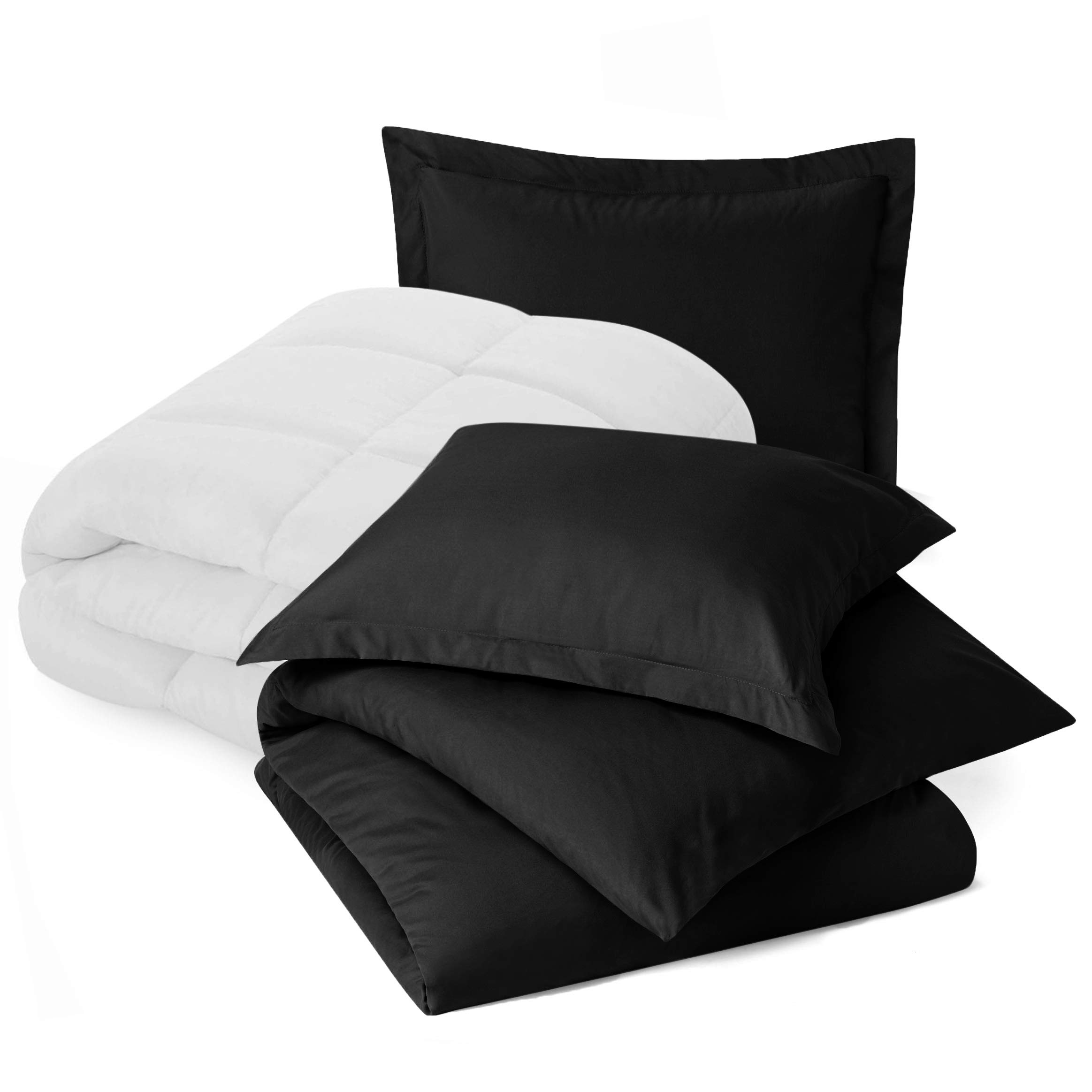 Premium King Size Bedding Set - 7-Piece Microfiber Comforter Set with Duvet Cover & Pillow Shams - Soft Black Bedding for Luxurious Comfort - Perfect for Master Bedrooms, Guest Rooms & Hotel Style Decor