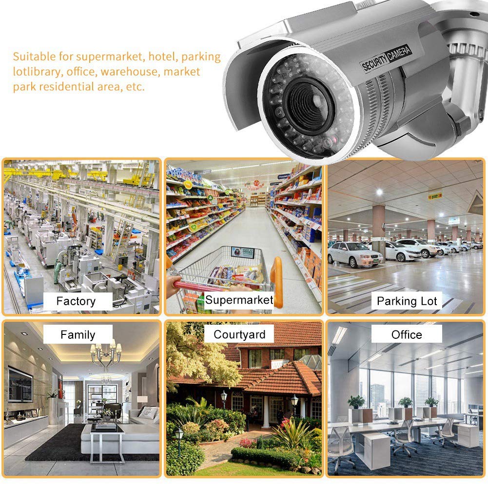 Solar Powered Fake Security Camera with LED Blinking Light - Dummy Bullet Surveillance Camera for Home & Business Outdoor Protection