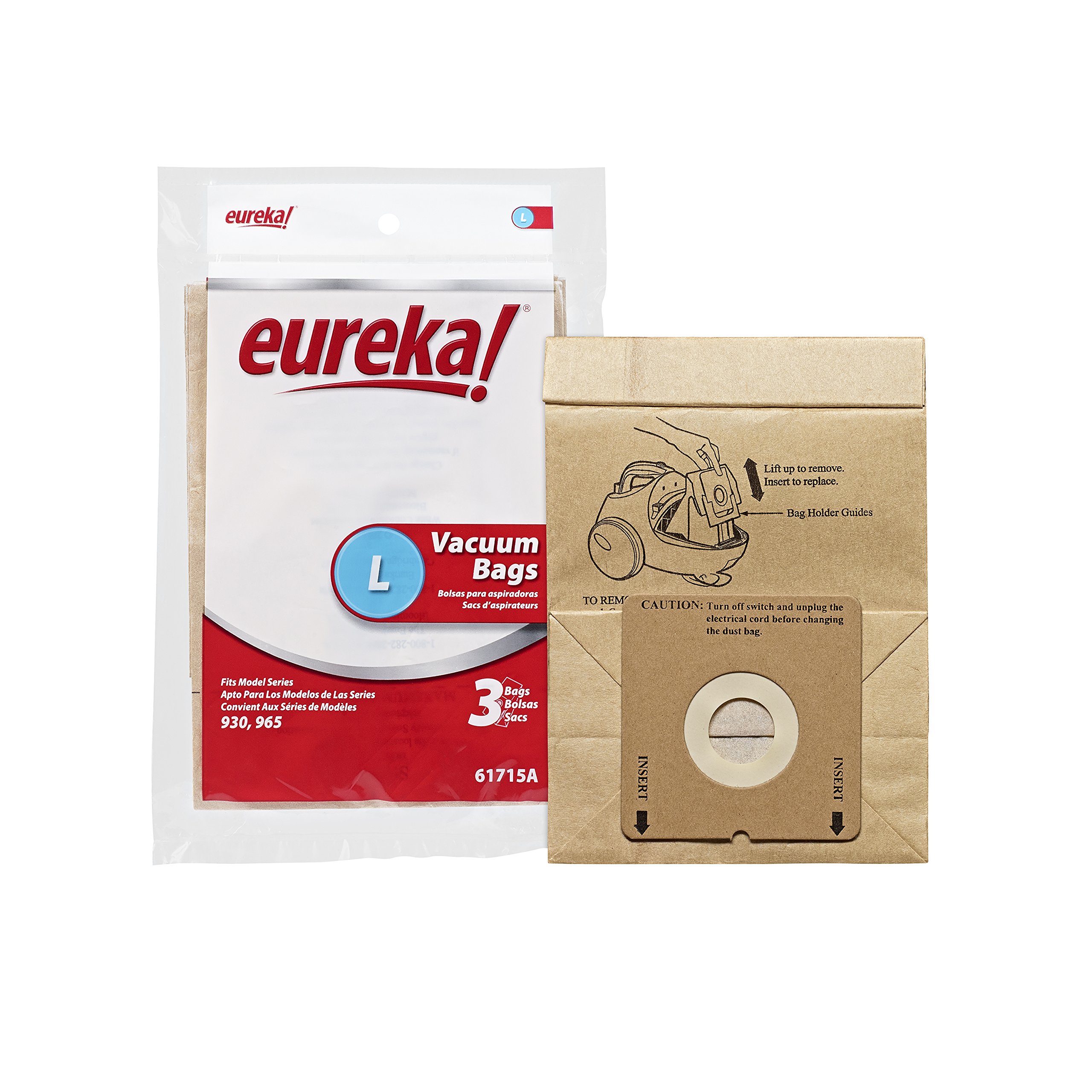 Genuine Eureka Premium Style L Vacuum Bags 61715A - 3 Pack White Replacement Bags for Powerful Cleaning - Perfect for Pet Hair, Allergies & Deep Home Cleaning