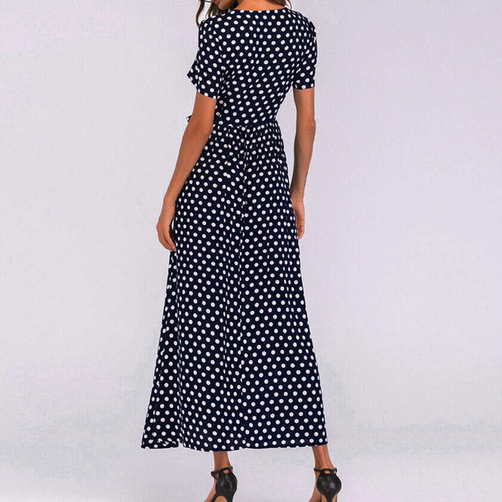 Women's Mini Swing Skater Dress - Polka Dot Long Sleeve O-Neck Sun Dress for Summer Casual Wear | Perfect for Parties, Dates & Beach Outings