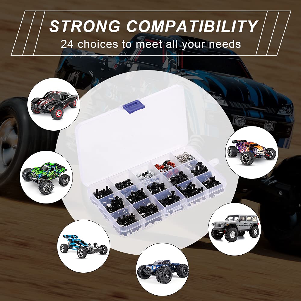 OGRC 522PCS RC Screw Kit - Universal RC Repair Tool Kit with Hardware Fasteners for Traxxas, Axial, Redcat, HPI, Arrma, Losi 1/8 1/10 1/12 1/16 Scale RC Cars, Trucks & Crawlers - Perfect for DIY Repairs & Maintenance