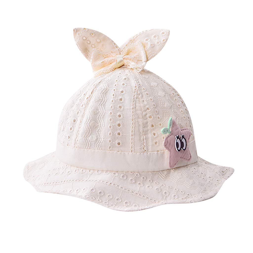 Reversible Toddler Sun Hat for Baby Girls - Cute Cartoon Star Ear Wide Brim Bucket Hat for Summer Beach & Outdoor Sun Protection | Perfect for Pool, Park, and Vacation