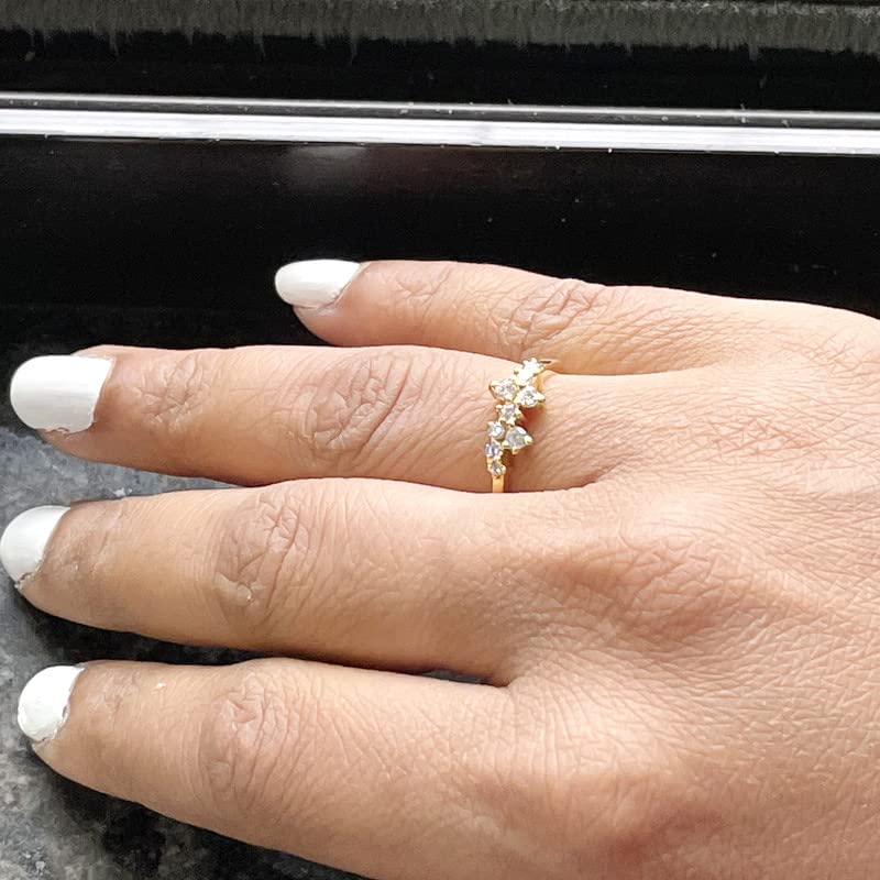 14K Rose Gold Round Cut Diamond Cluster Engagement Ring for Women - Stackable Wedding Band with White Diamonds | Perfect for Proposals, Anniversaries & Bridal Jewelry Sets