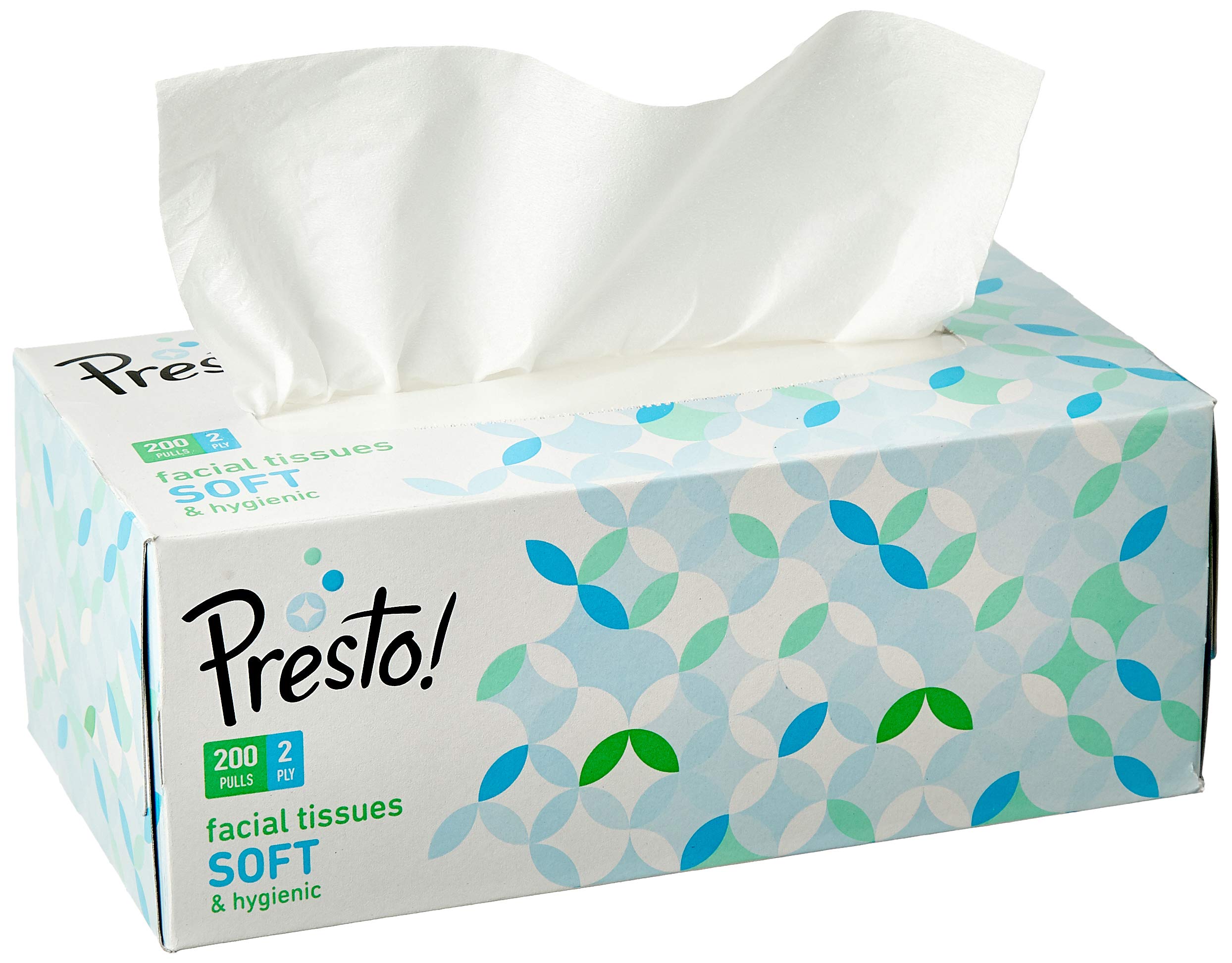 **Presto! 2-Ply Facial Tissues, 600 Count (3 x 200 Pulls) - Ultra Soft & Highly Absorbent, 100% Natural Virgin Cellulose Fiber - Perfect for Home, Office & Travel**