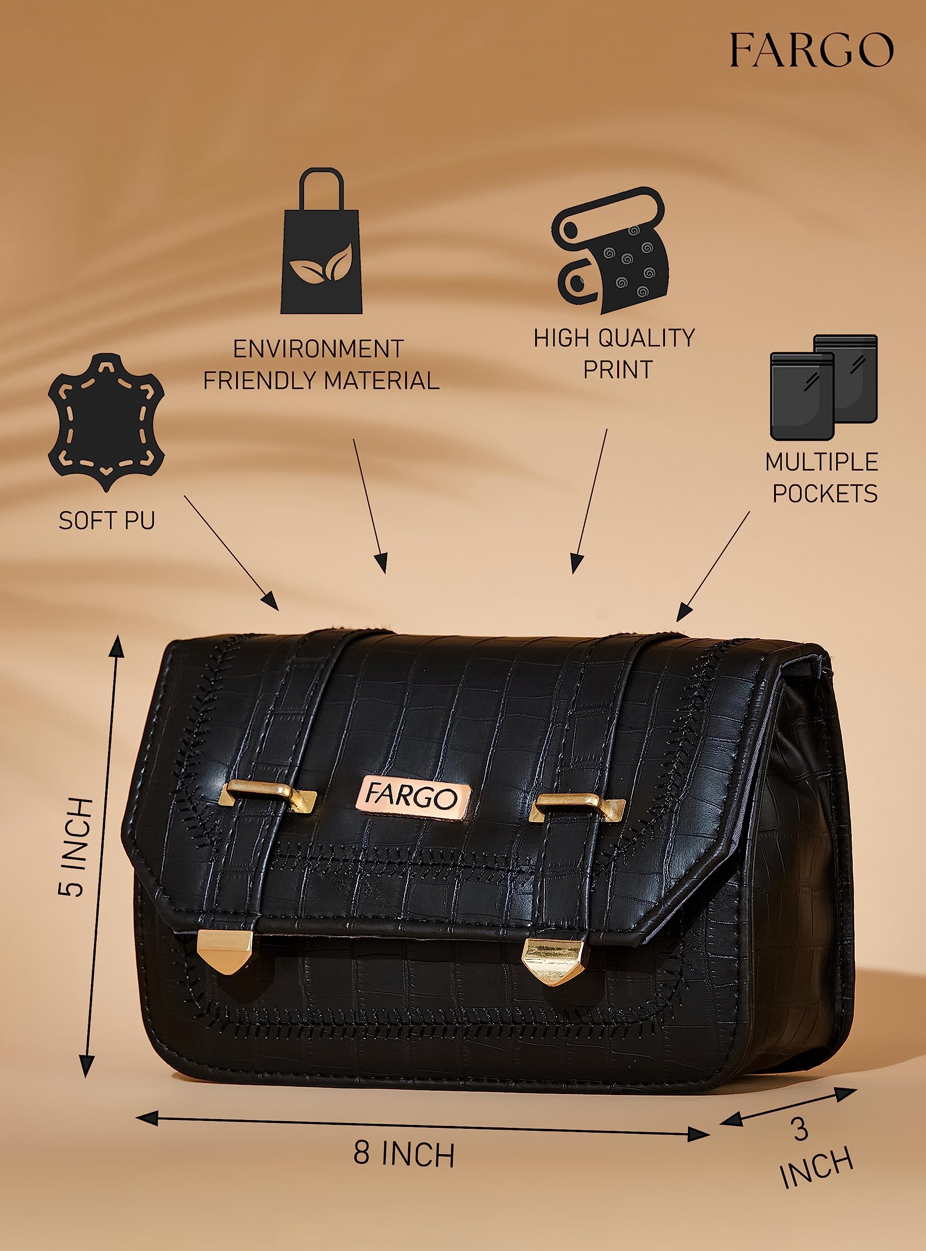 Fargo Women's Stylish Leatherette Shoulder Sling Bag - Fashion Crossbody Purse for Daily Use, Work, Travel & Shopping