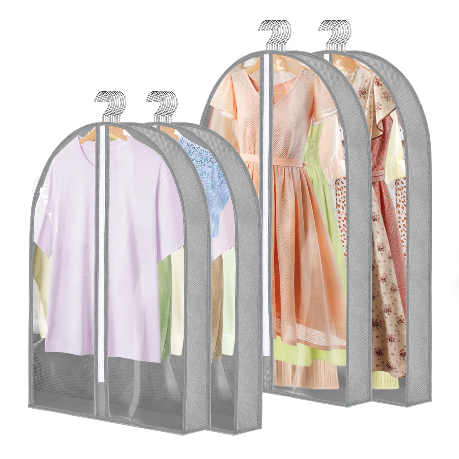 4 Pack Clear Zippered Garment Bags (40