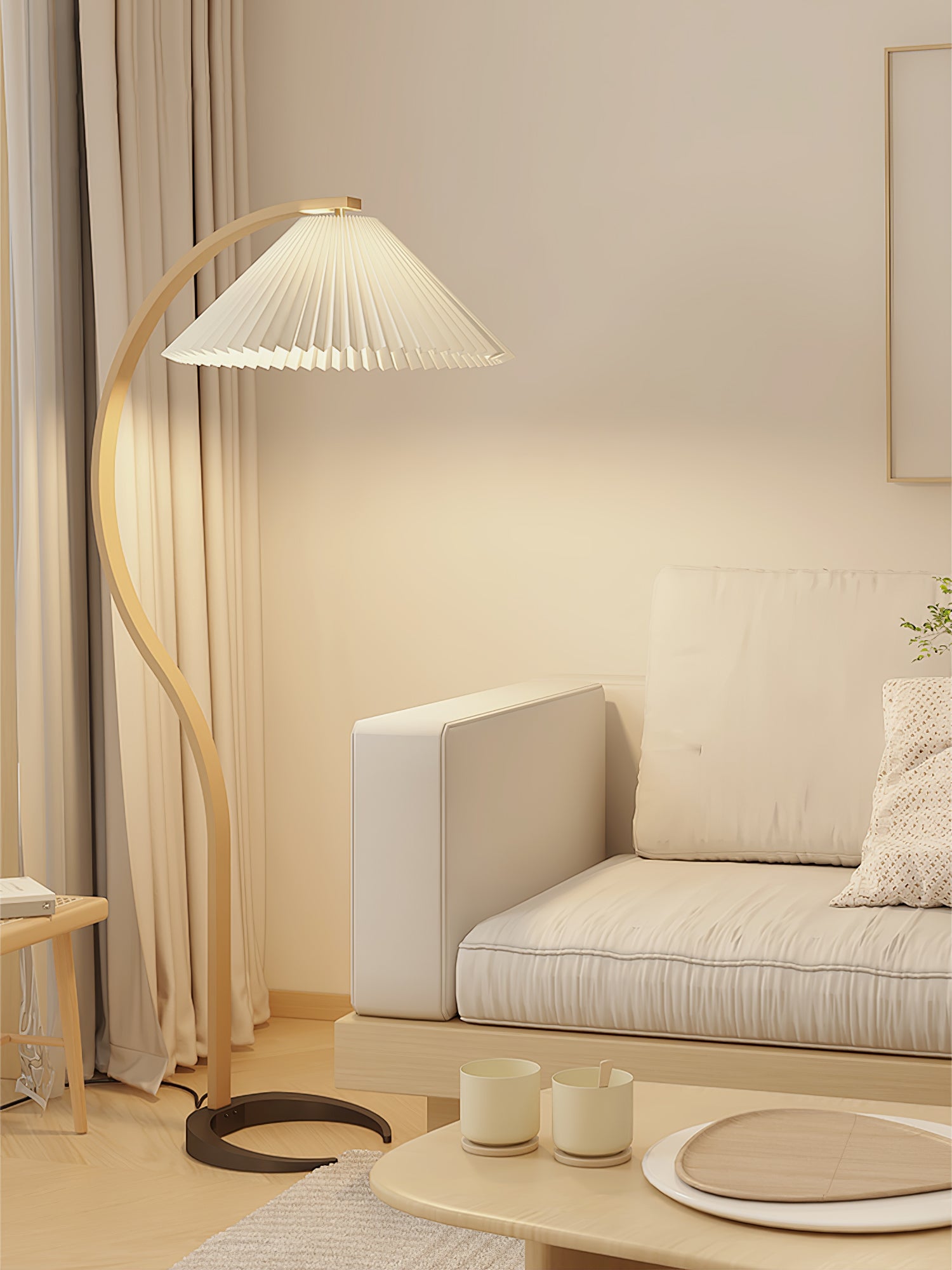 Caprani Modern Floor Lamp with Adjustable Height - Stylish LED Standing Light for Living Room, Bedroom & Office - Warm White & Cool White Light Modes