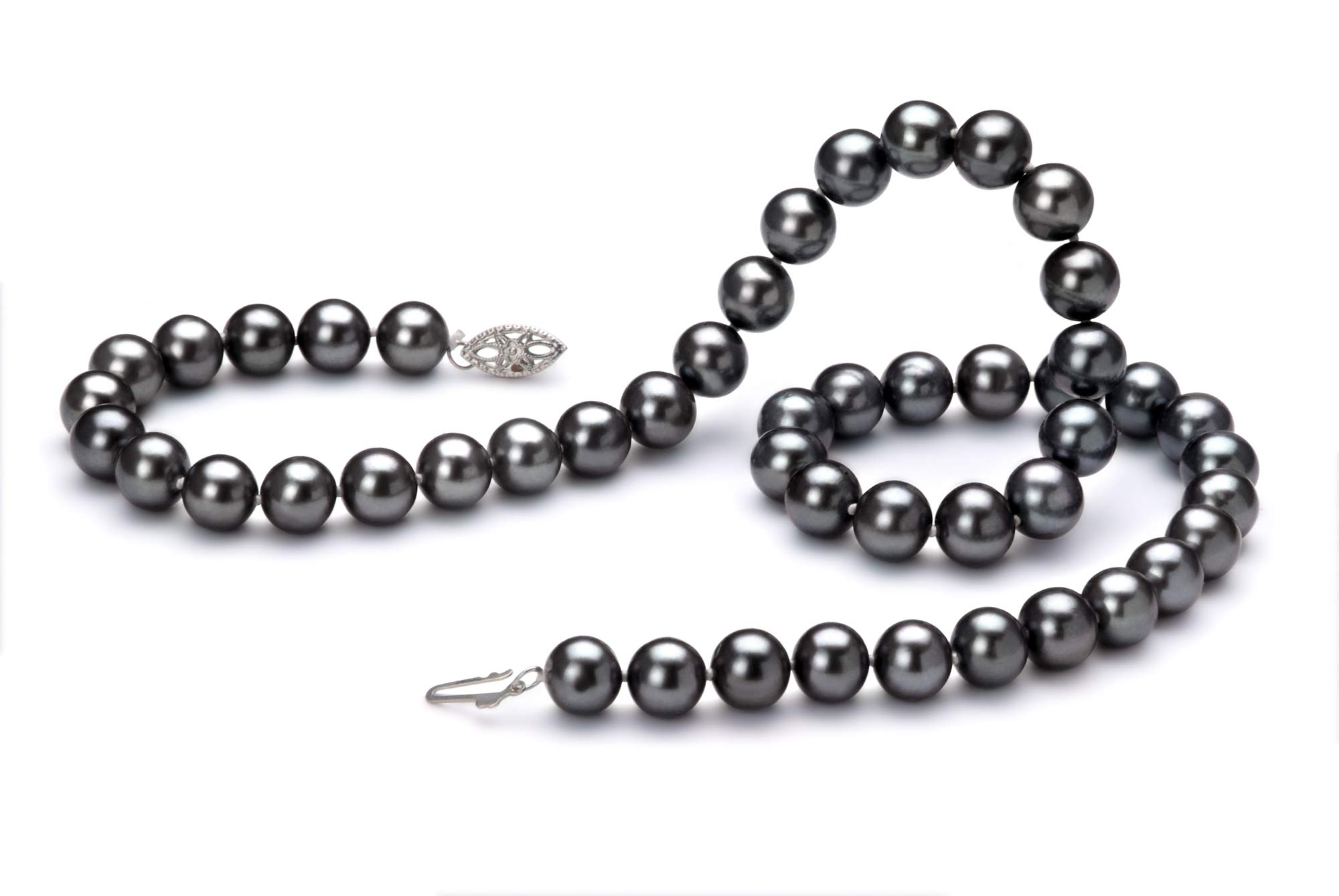 AA Quality 7.5-8.5mm Black Freshwater Cultured Pearl Necklace for Women - 925 Sterling Silver Jewelry for Wedding, Party & Special Occasions