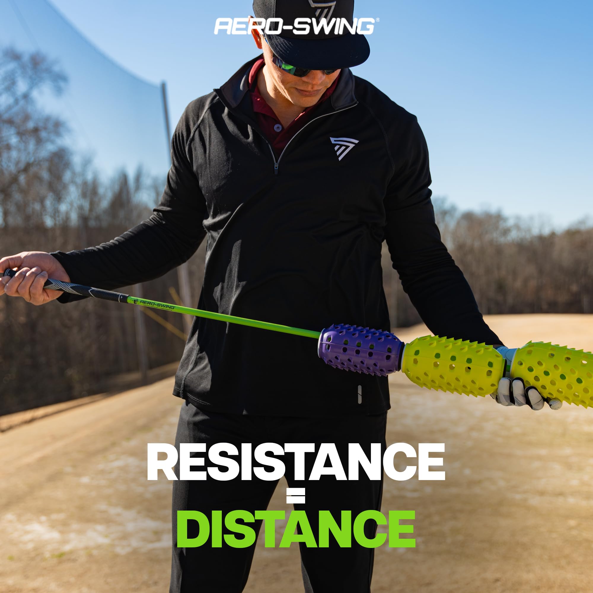 Premium Golf Swing Trainer & Speed Stick - Adjustable Golf Training Aid for Swing Speed & Accuracy - Warm Up Equipment with Wind Resistance - Perfect for Driving Range & Home Practice