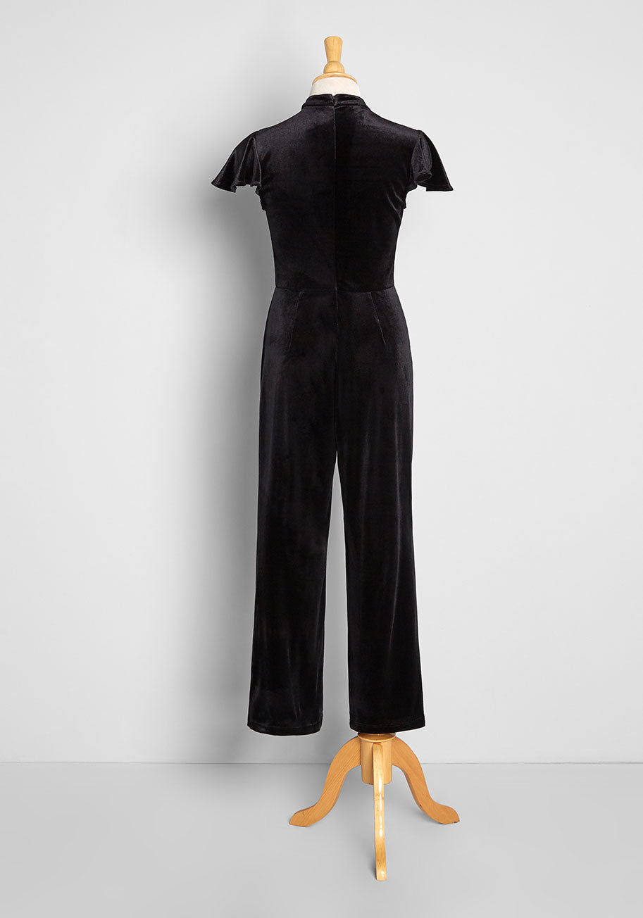 Shine With Me Velvet Jumpsuit for Women - Elegant Party Outfit, Evening Wear & Special Occasion Dresses - Perfect for Date Nights, Weddings & Holiday Events