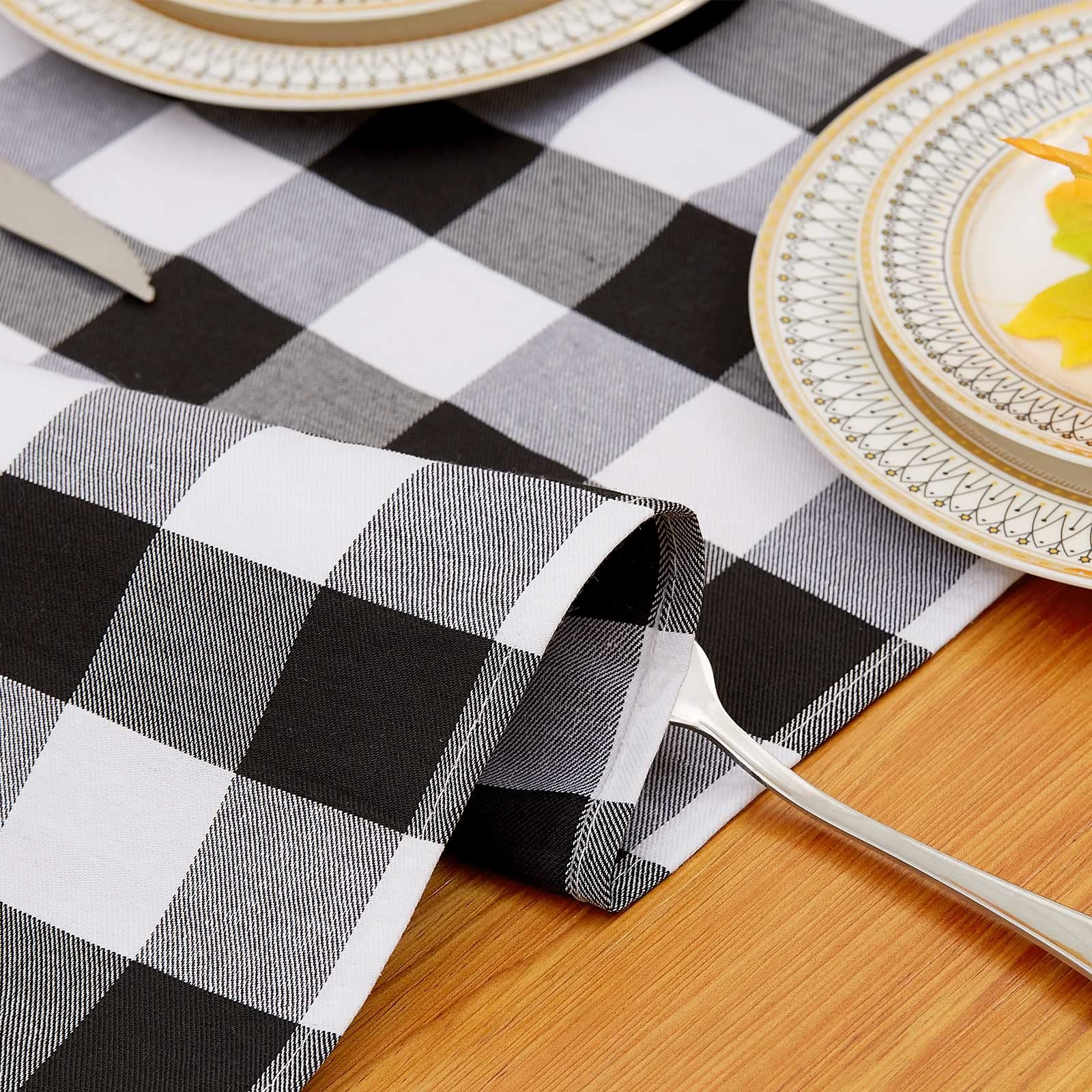 Buffalo Plaid Table Runner 2-Pack 13x84 Inches Black and White Checkered Tablecloth for Fall, Thanksgiving, Christmas, and Holiday Parties - Perfect for Dining Tables, Buffets, and Seasonal Decorations