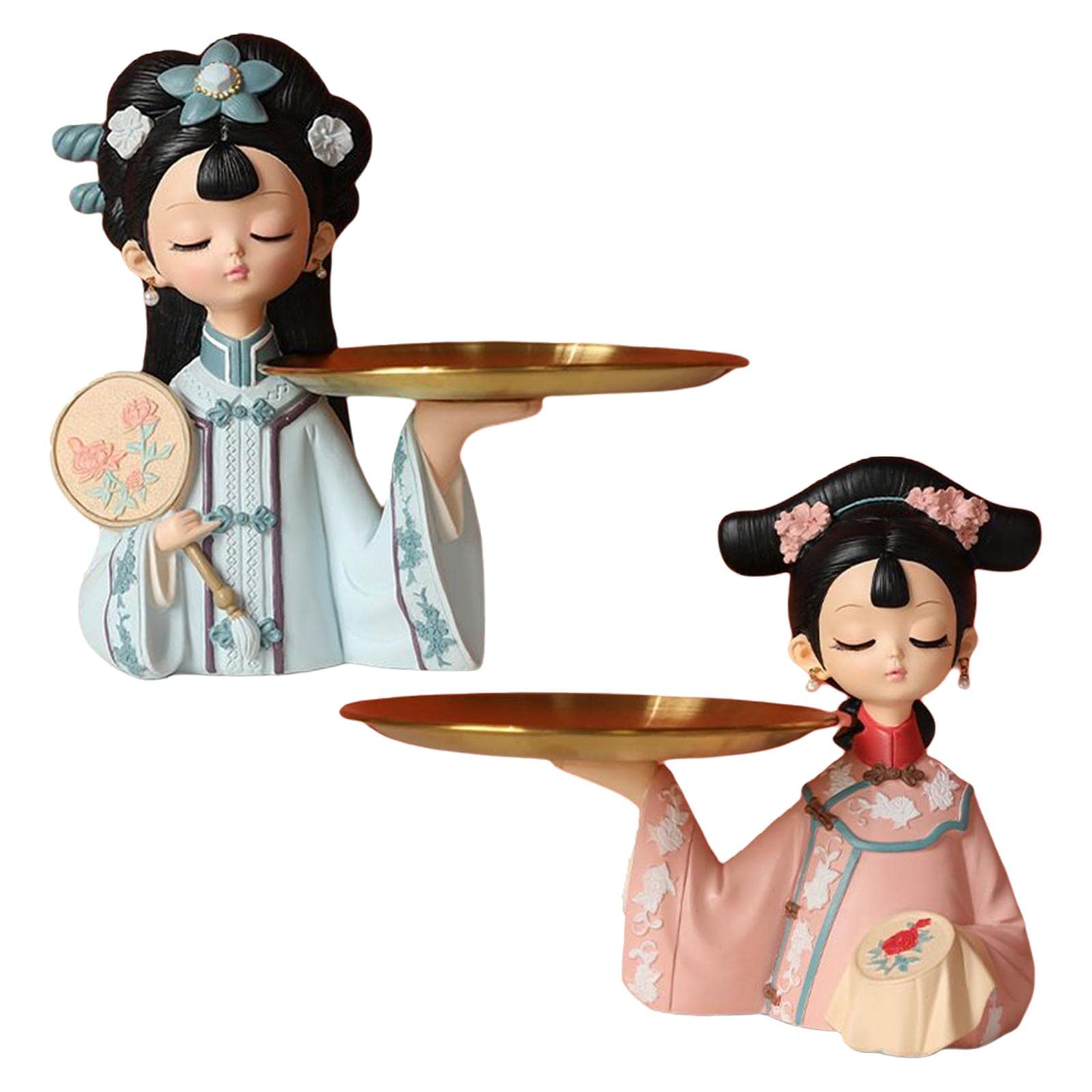 Bothyi Chinese Girl Figurine - Elegant Home Decor for Living Room, Kitchen, Office | Perfect for Displaying Cookies, Fruits & Candies | Asian Inspired Collectible Statue
