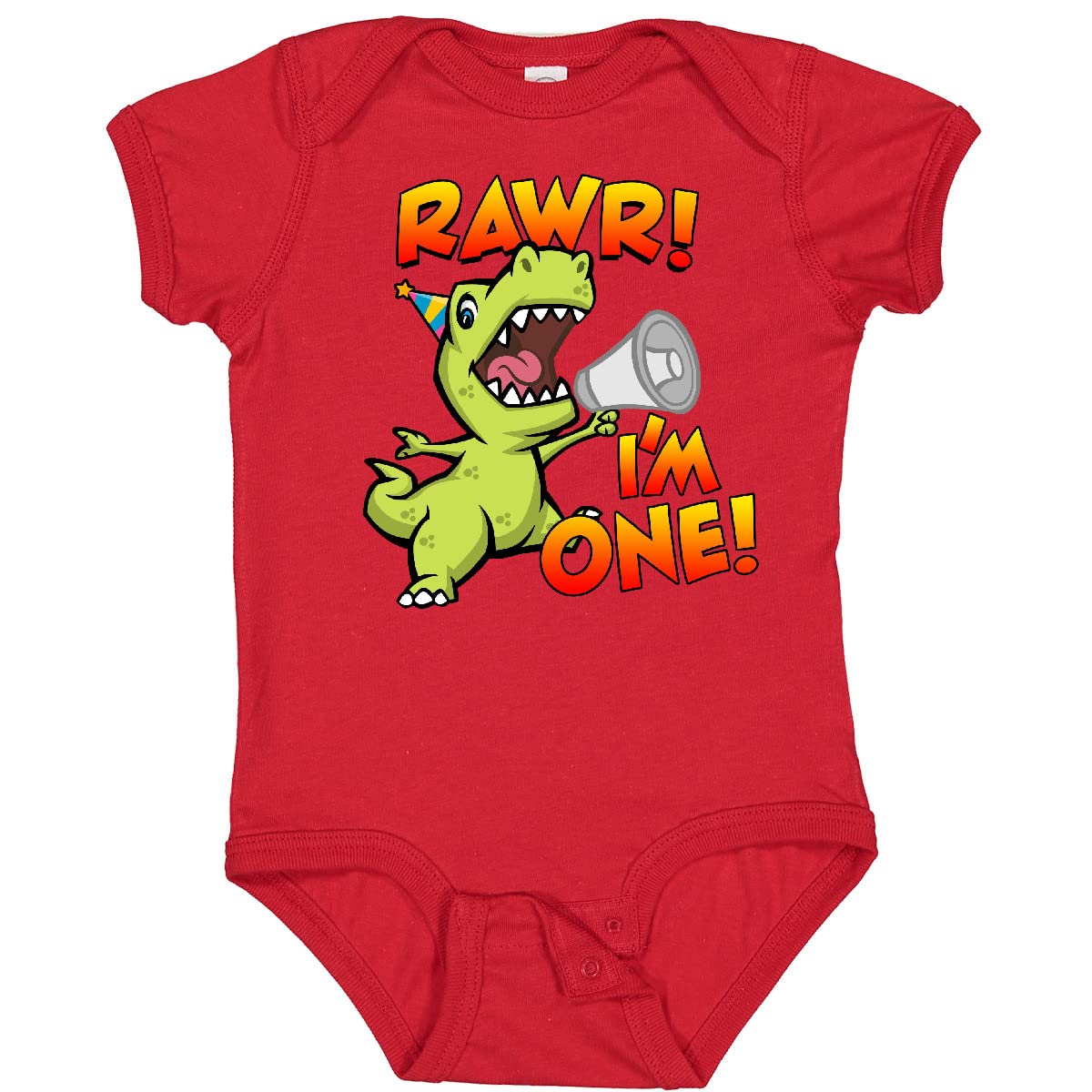 Inktastic Rawr I'm 1 Dinosaur Baby Bodysuit - Cute Dinosaur Themed Onesie for 1st Birthday, Baby Shower & Photo Shoots