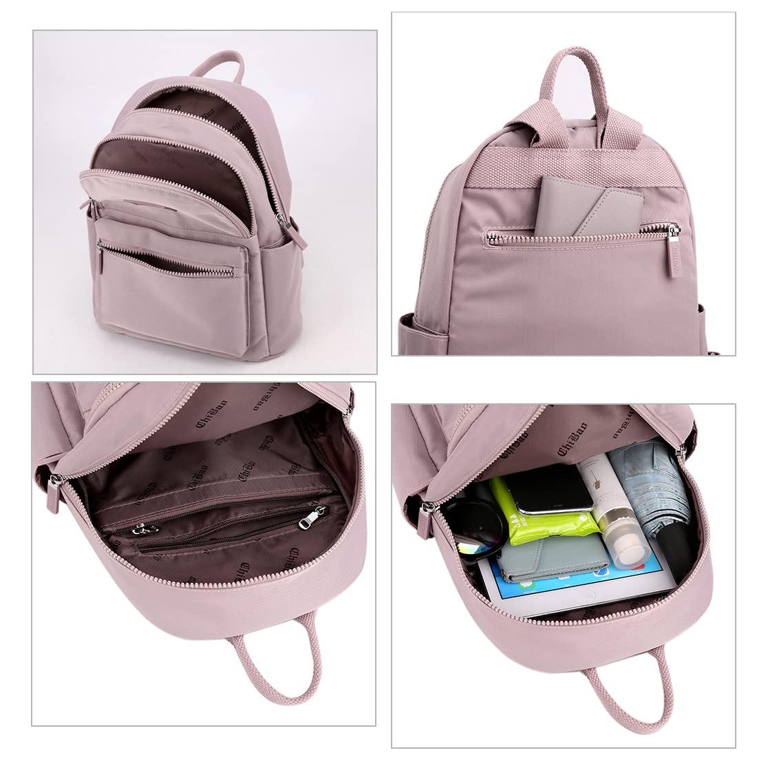 Collsants Small Backpack for Women - Light Purple Mini Nylon Backpack Purse | Stylish Daypack for Travel, Work & School Essentials