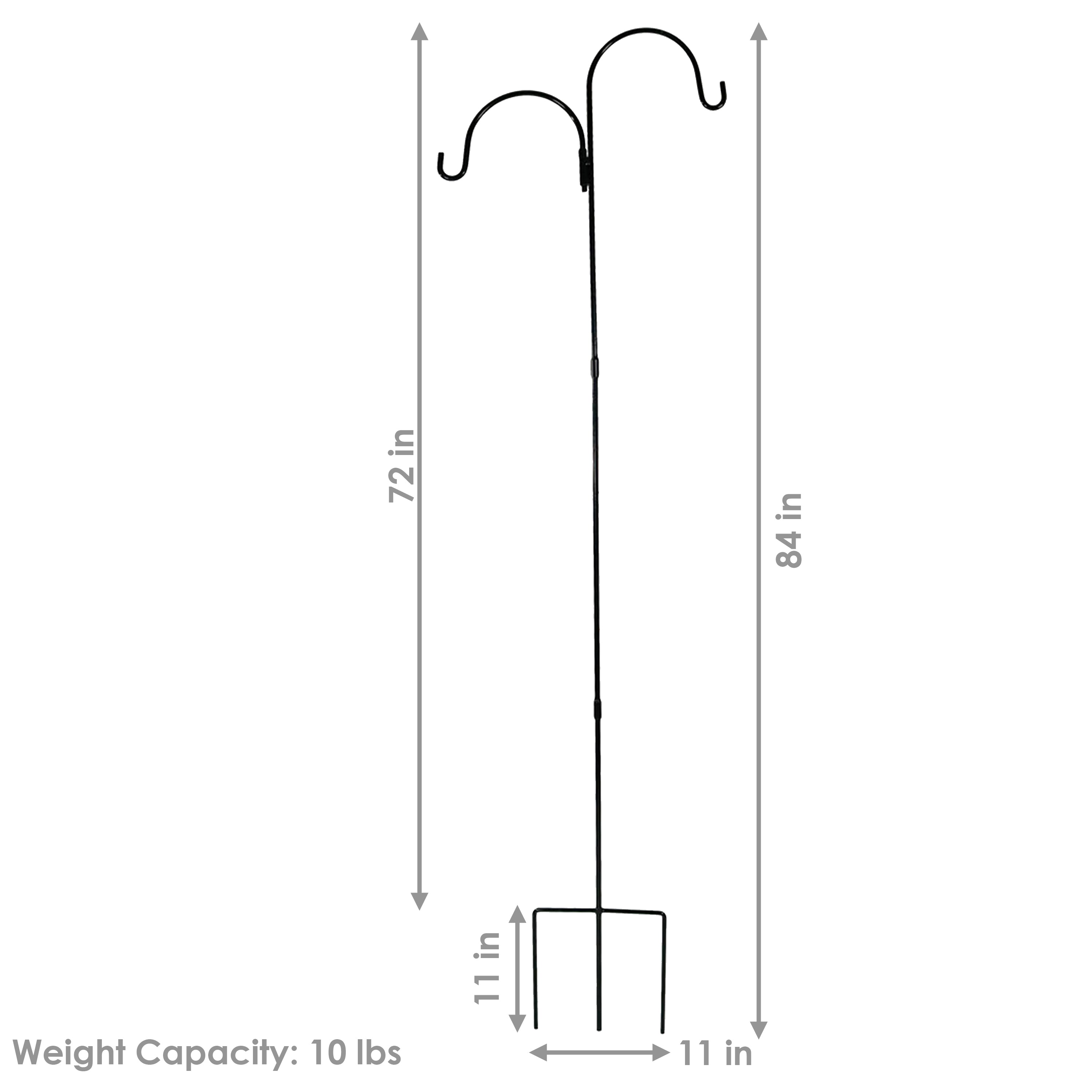 Sunnydaze Double Shepherd Hooks Set of 2 - 84 Inch Heavy Duty Garden Hooks for Hanging Plants, Lanterns & Bird Feeders - Perfect for Outdoor Patio, Yard & Garden Decor