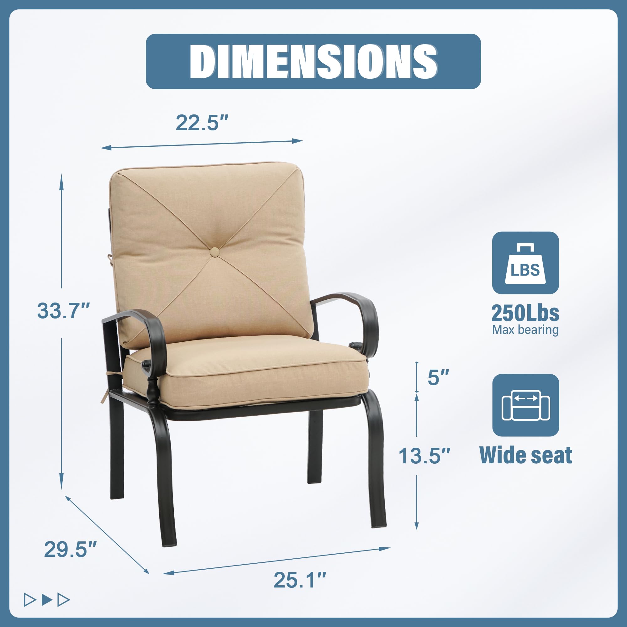 2-Piece Patio Dining Chairs Bistro Set - Wrought Iron Outdoor Furniture with Brown Cushions, All-Weather Garden Seating for Backyard, Balcony or Poolside Relaxation