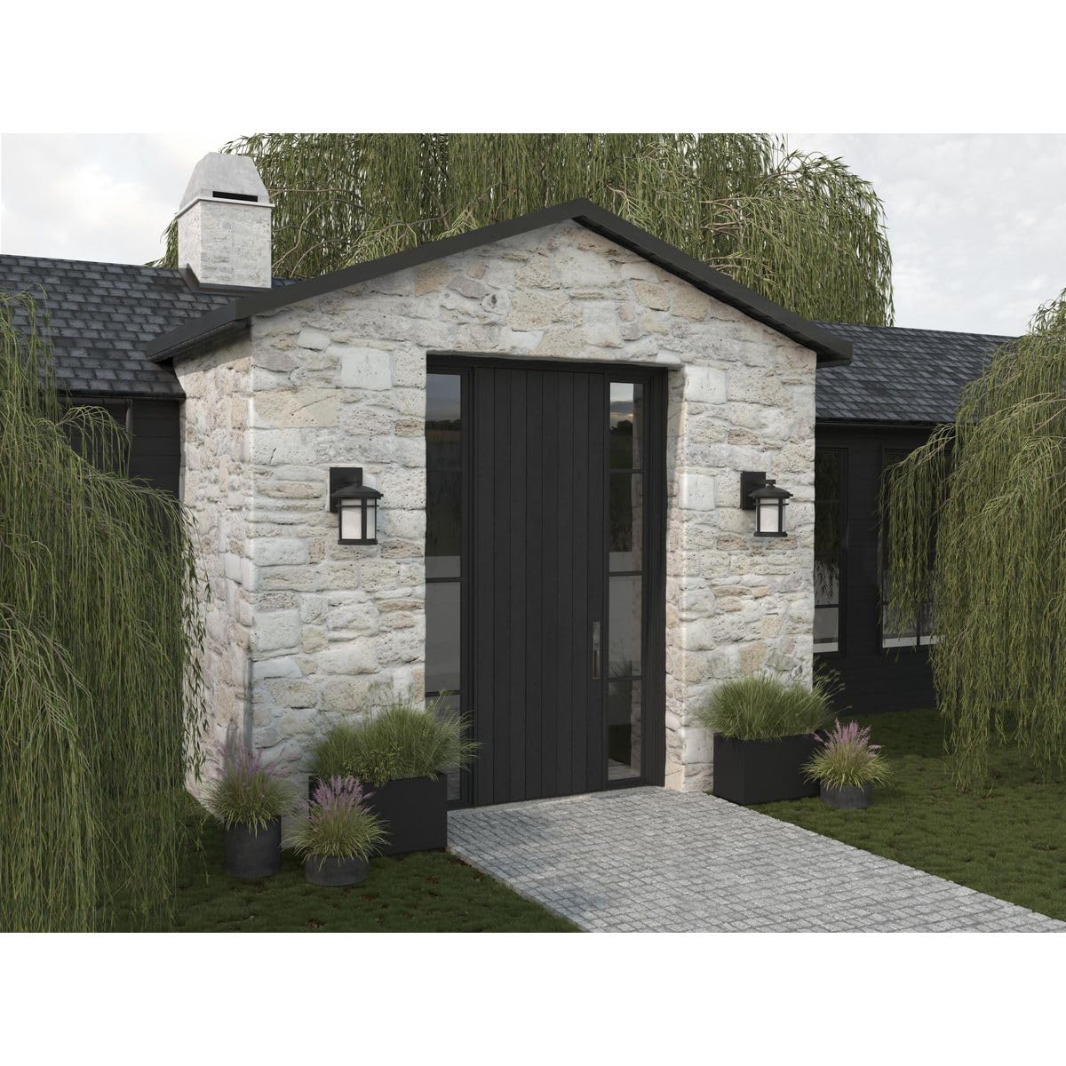 Progress Lighting Wish LED Collection 1-Light Outdoor Wall Lantern - Etched White Linen Glass, Textured Black Finish - Perfect for Craftsman Style Homes, Porch Lighting & Entryway Illumination