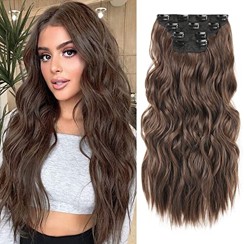 4PCS Clip-in Synthetic Hair Extensions - Long & Thick Hair Extensions for Women - Perfect for Parties, Weddings & Everyday Styling