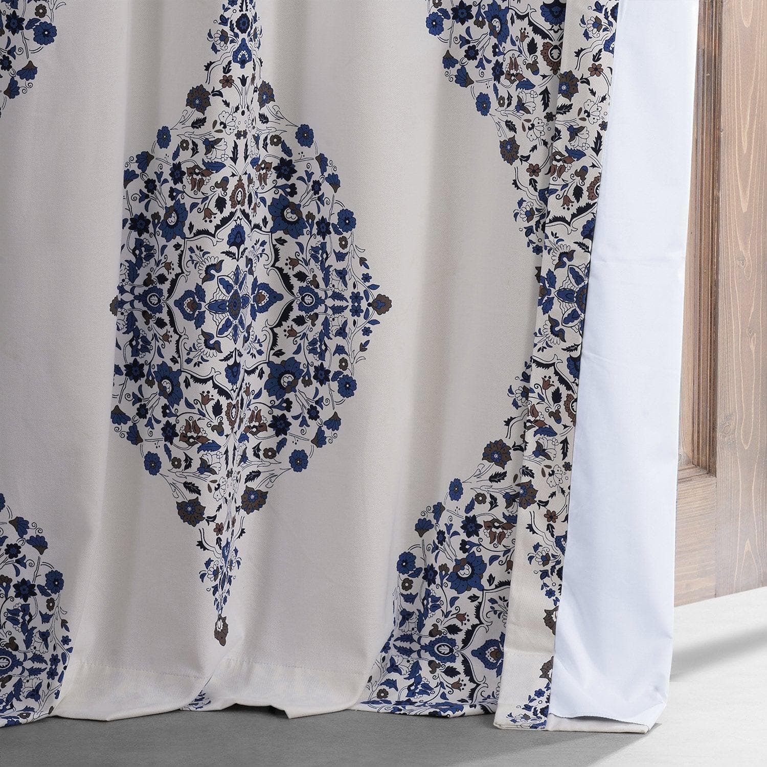 Premium Kerala Blue Emblem Printed Cotton Blackout Curtains for Bedroom & Hotel - Noise Reducing, Thermal Insulated Window Drapes for Home Decor and Light Blocking