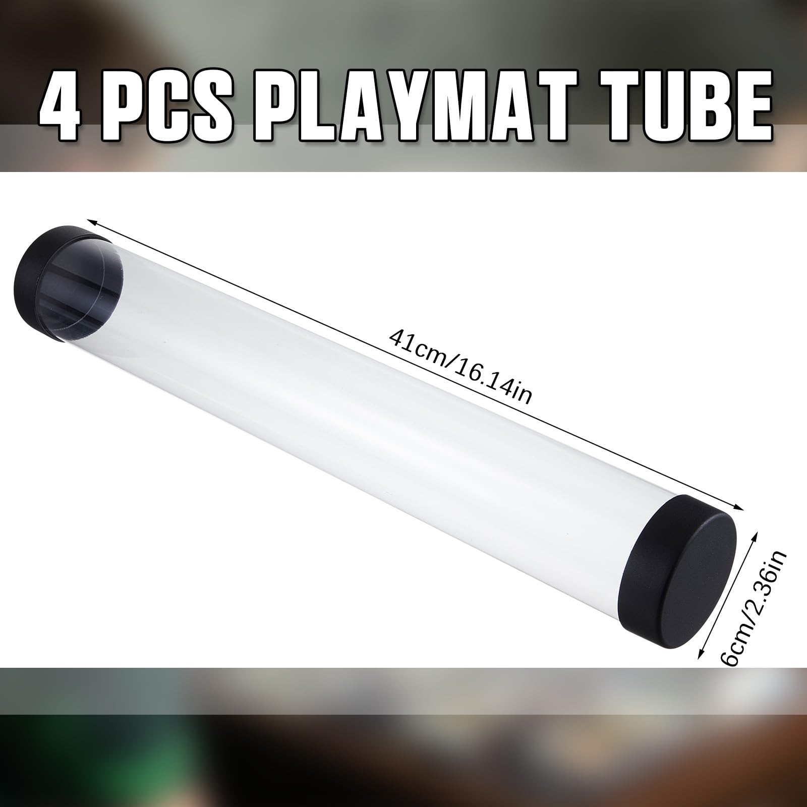 Barydat 4-Pack Clear Prism Playmat Tube for TCG & MTG Card Game Storage - 16.14 Inch Artwork Protection Case, Non-Roll Design | Perfect for Gaming Tournaments, Home Play & Card Collection Organization
