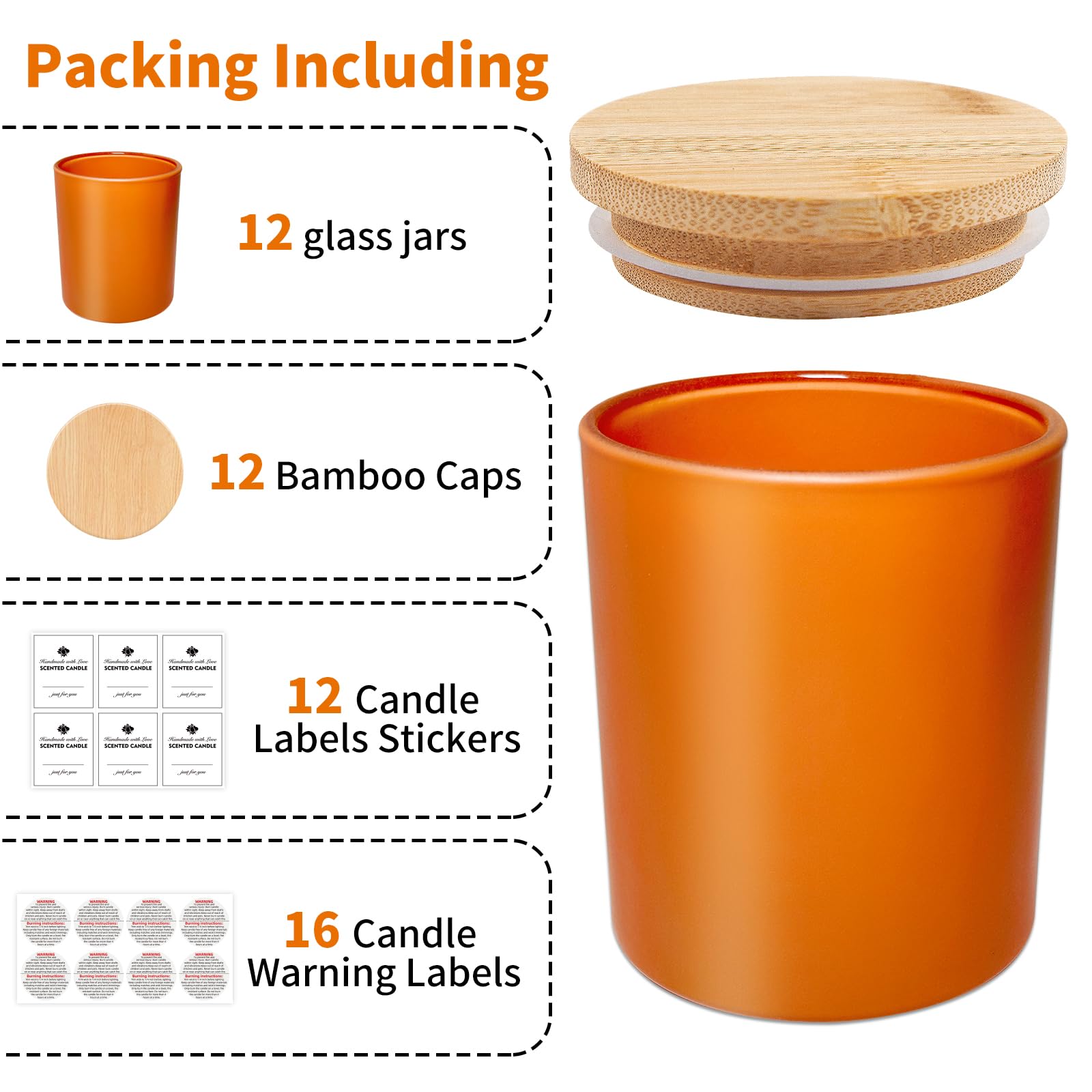 SUPMIND 12 Pack 10oz Glass Candle Jars with Bamboo Lids - Empty Candle Containers for DIY Candle Making, Fall Decor, Home Fragrance - Includes Sticky Labels & Dishwasher Safe - Perfect for Gifts, Weddings, Spa Relaxation