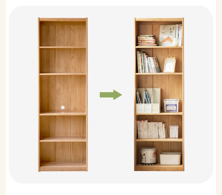 Solid Oak Wood Kids Bookshelf - Sturdy & Safe Book Storage for Toddlers & Children - Perfect for Bedroom, Nursery, or Playroom Organization