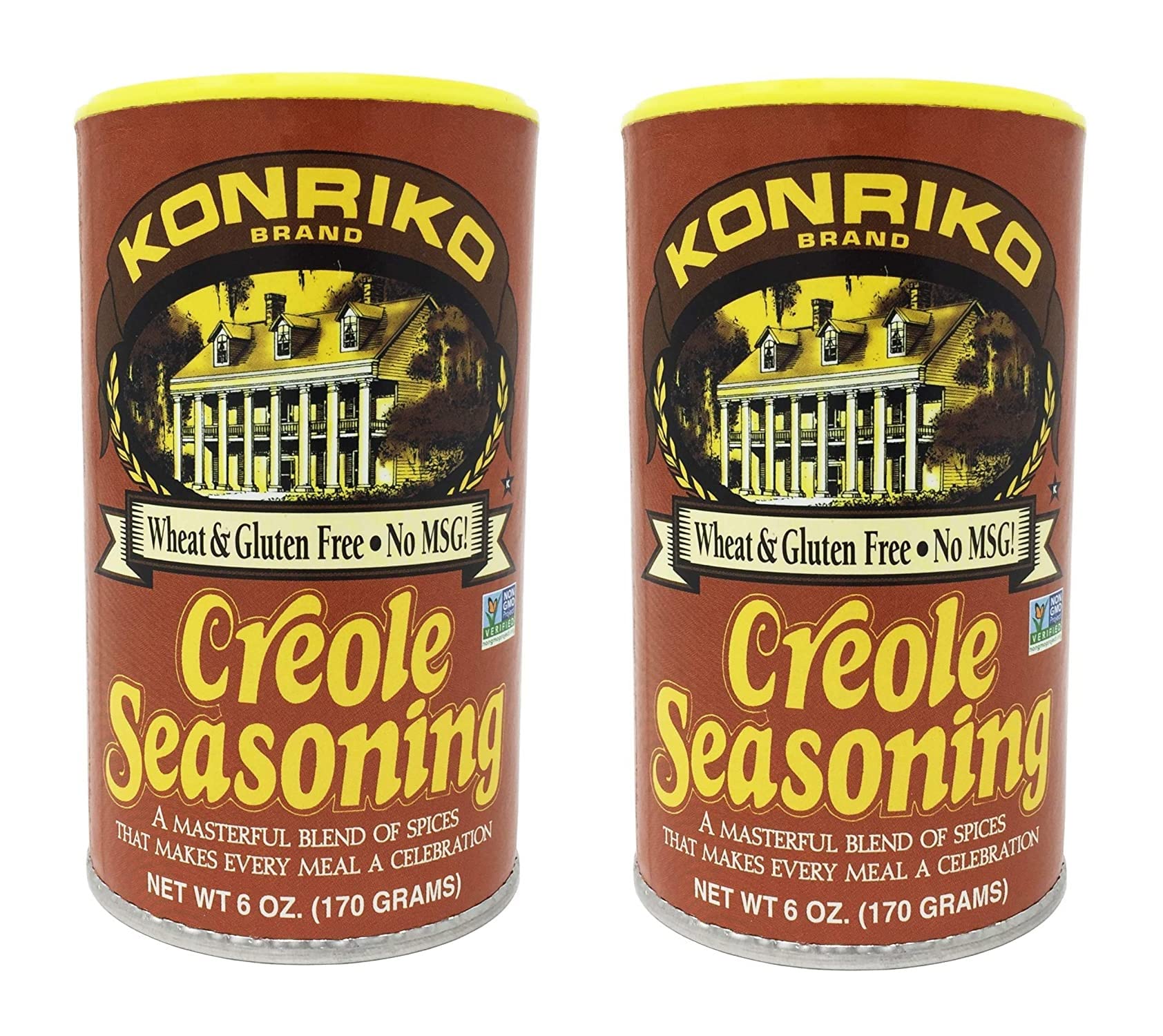 Konriko Creole Seasoning 6 oz (Pack of 2) - Wheat Free, Gluten Free, No MSG - Authentic Louisiana Flavor for Gumbo, Jambalaya & Grilling