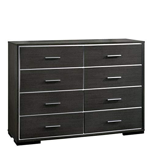 Furniture of America Henly Contemporary Wood 8-Drawer Dresser in Warm Gray - Modern Bedroom Storage Solution for Clothes, Linens & Accessories