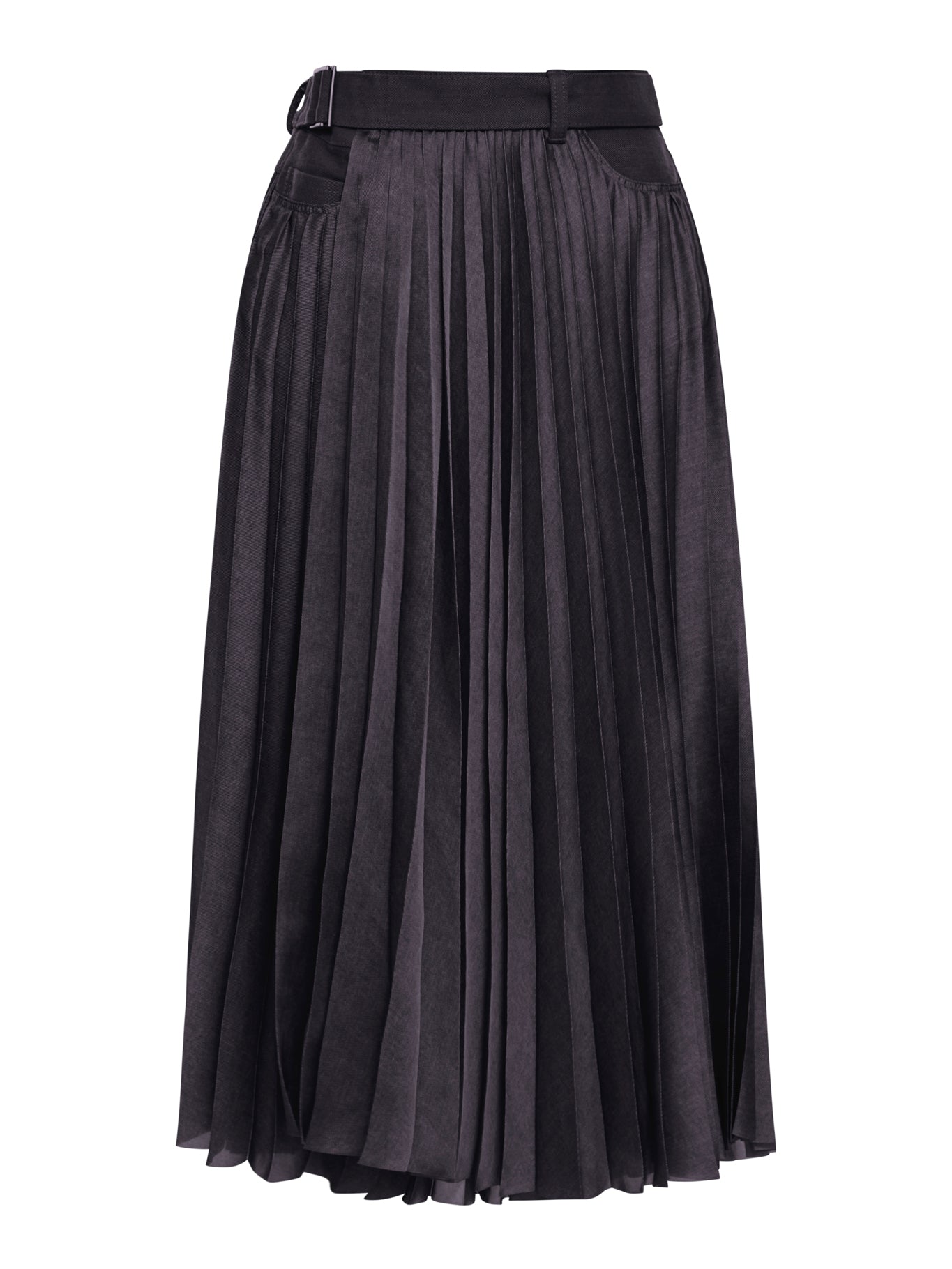 Stylish MIDI Skirt with Trendy Denim Inserts - Perfect for Casual Outings & Office Wear | Women's Fashion Skirt