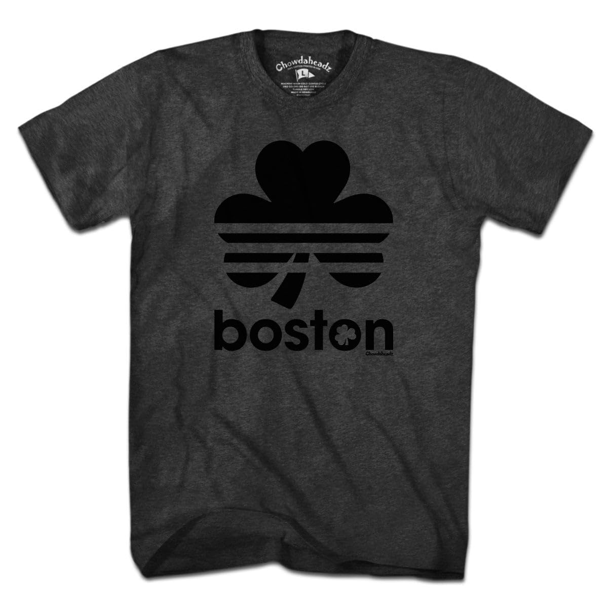 Chowdaheadz Boston Shamrock Blackout T-Shirt - Unisex Vintage Soft Cotton Blend Tee for St. Patrick's Day & Casual Wear