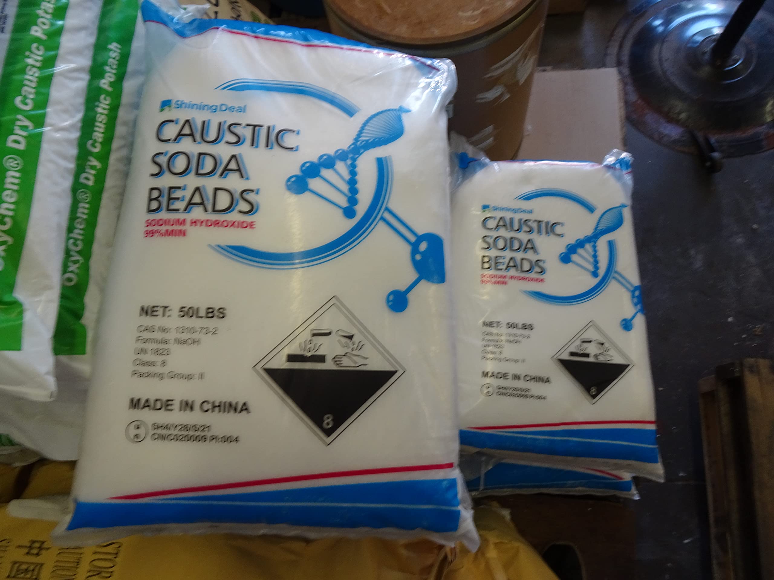 High Purity Sodium Hydroxide (Caustic Soda) Beads ≥99.0% - 50 lb Bulk for Soap Making, Drain Cleaning & Industrial Use