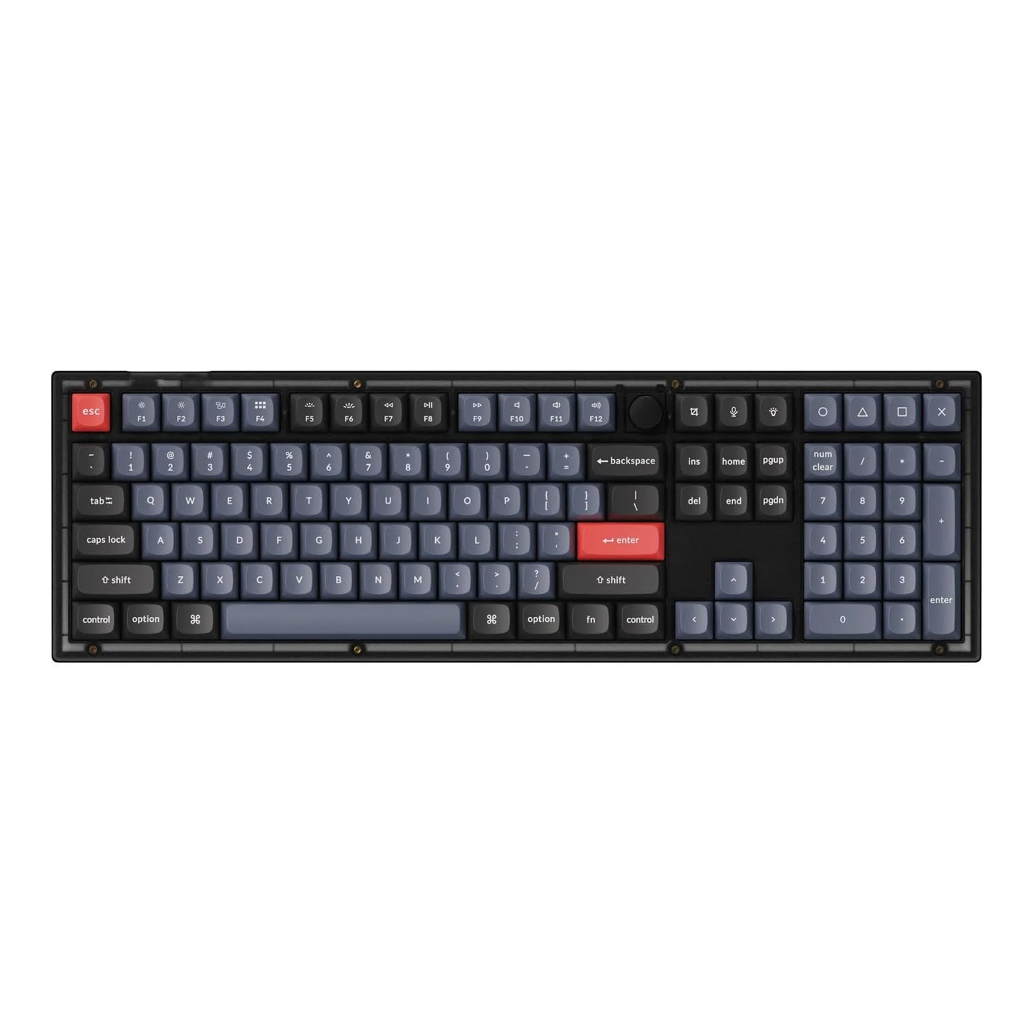 Keychron V6 100% Layout Custom Mechanical Keyboard - Wired RGB Backlit with Knob, 108 Keys QMK/VIA Programmable, Hot-Swappable K Pro Red Switches, PBT Keycaps for Mac & Windows (Frosted Black) - Perfect for Gaming, Coding & Office Work