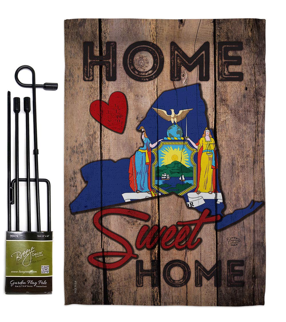New York Garden Flag Set with Stand - Double-Sided 13x18.5