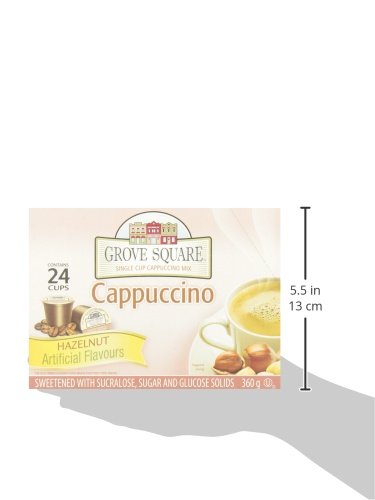 Grove Square Hazelnut Cappuccino Mix - 24 Single Serve Cups - Rich & Creamy Instant Coffee for Home, Office & Travel