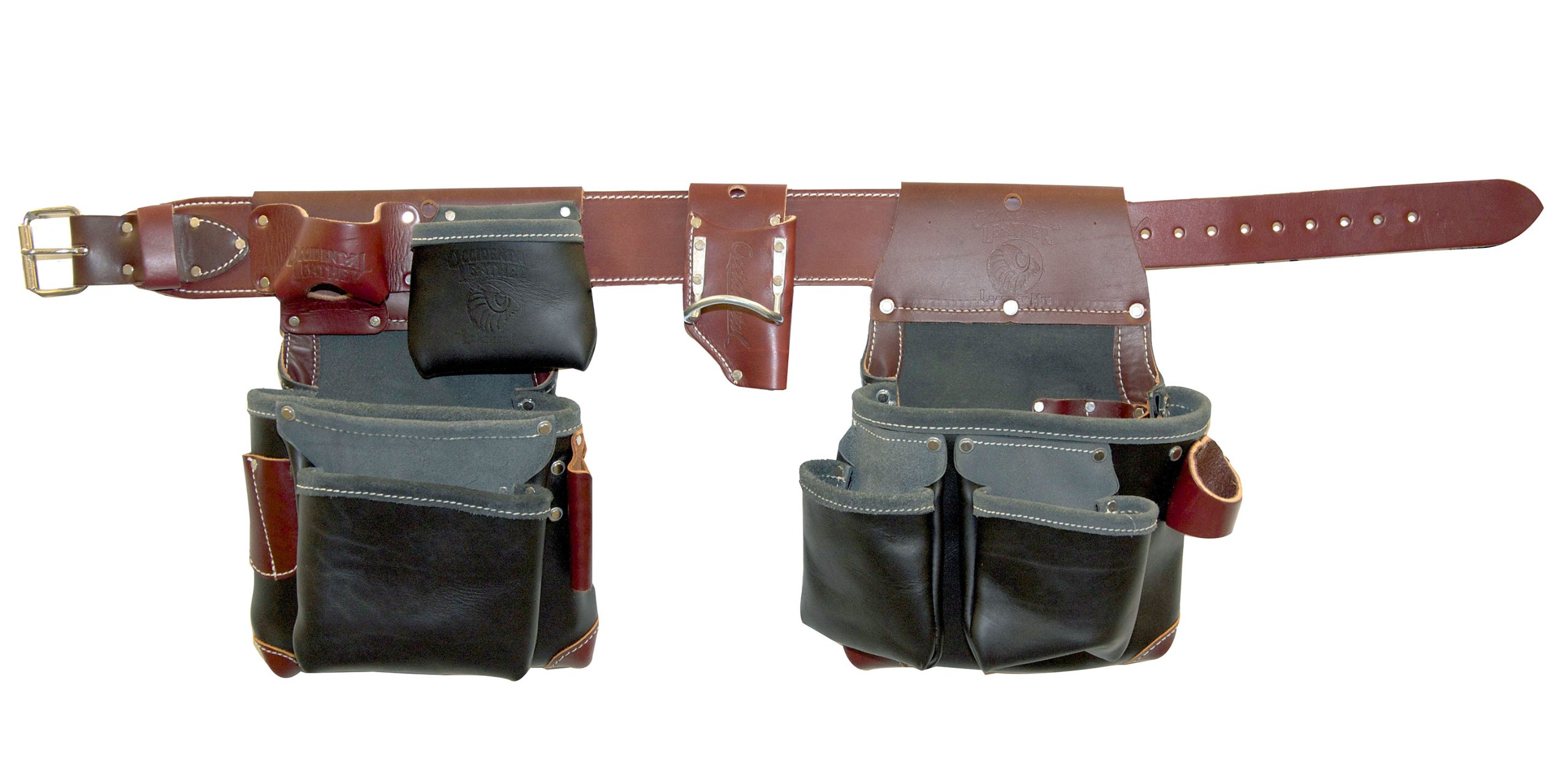 Occidental Leather B5625 Large Green Building Framer Tool Belt Set - Heavy Duty Black Leather Carpenter Belt for Construction Workers - Perfect for Framing, Roofing & General Contracting Work