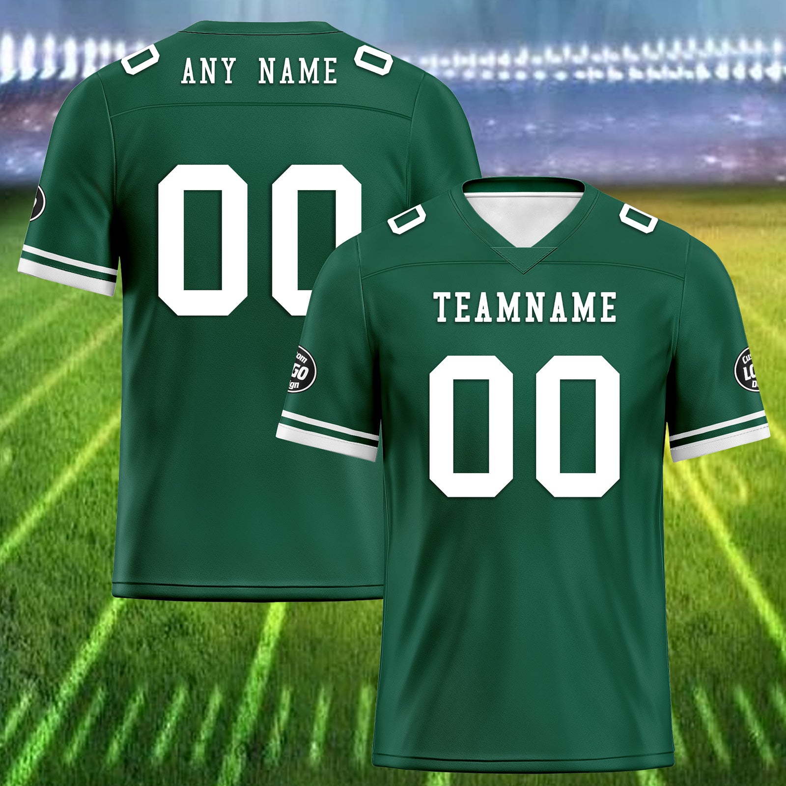 Custom Green & White New York Football Jersey with Firesoul Sports Shoes - Personalized Combo Set for Fans | Game Day Outfit, Team Spirit Wear, Sports Enthusiast Gift