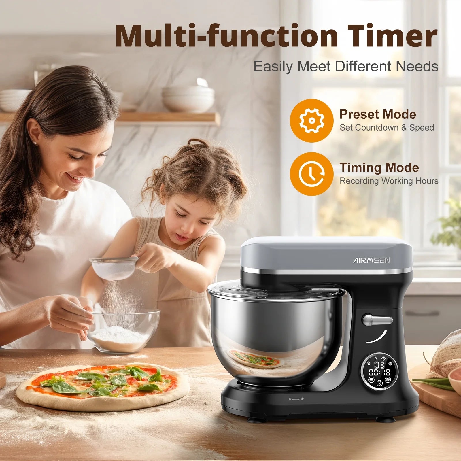 11-Speed Stand Mixer with Timer - 5.5QT Electric Kitchen Mixer for Baking Cakes, Cookies, Bread & Dough - Perfect for Home Bakers & Professional Chefs