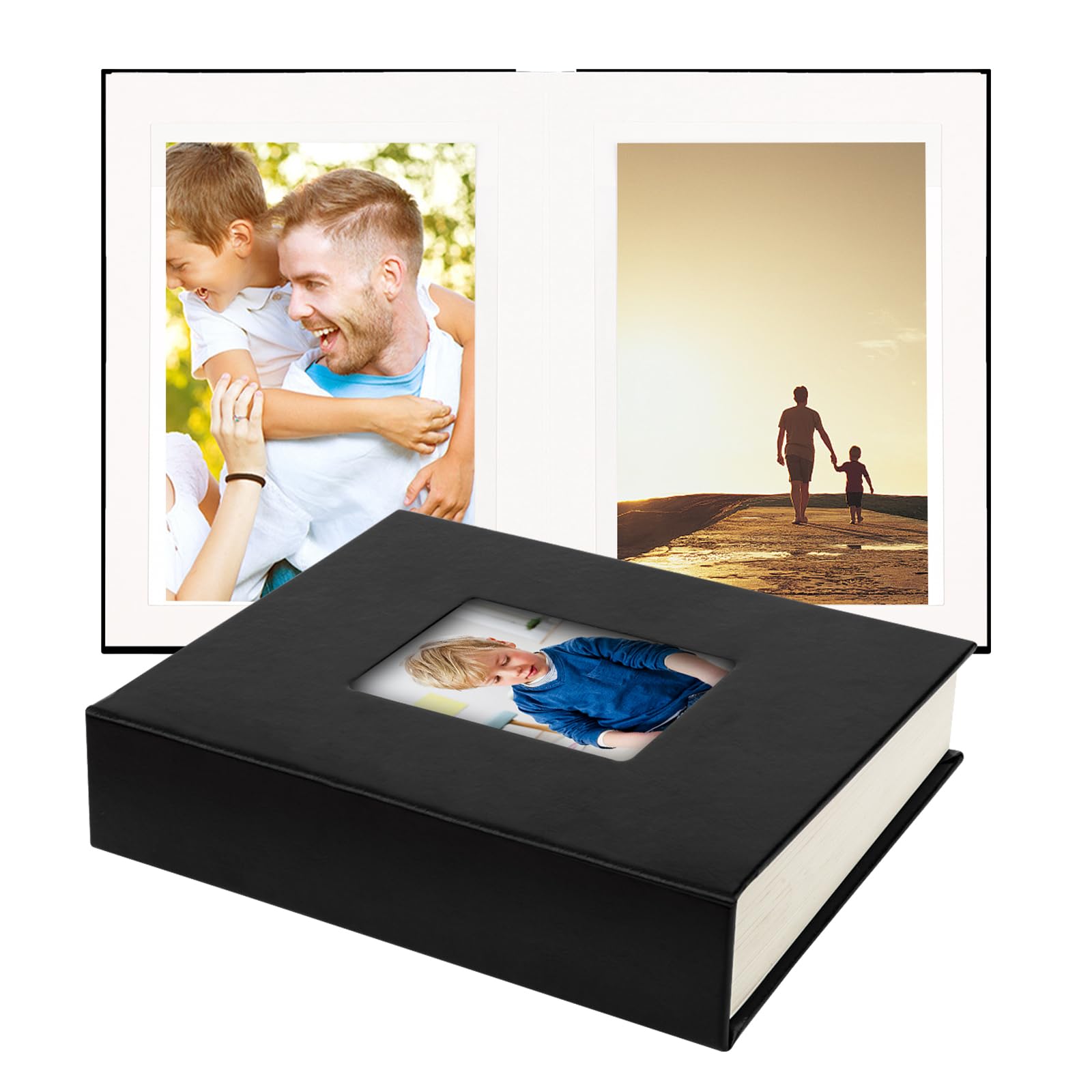 4x6 Small Photo Album Holds 32 Photos - Handmade Paper Wedding & Baby Memory Book with Writing Space - Perfect for Family Photos, Anniversaries, Baby Shower Gifts & Special Occasions (Black)