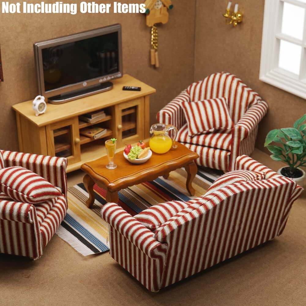 1/12 Scale Miniature Chair Armchair - Striped Dollhouse Furniture Accessories for Model Scenes & DIY Crafts | Odoria Brand