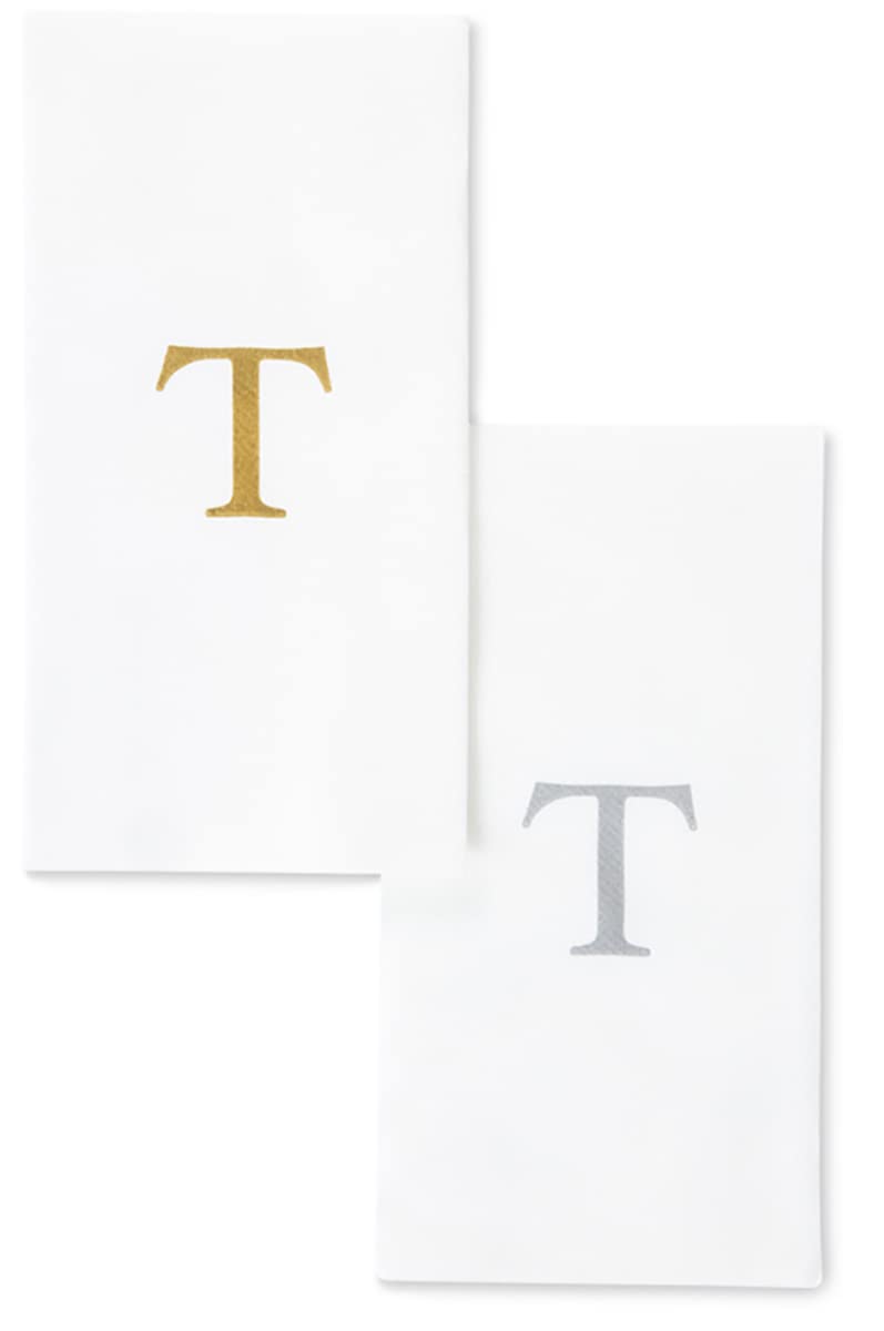 AMERICAN HOMESTEAD Disposable Hand Towels - Premium Gold Monogrammed Paper Napkins for Guests | Linen-Like Bathroom & Kitchen Towels | Elegant Wedding, Party & Event Supplies (25 Count, Gold) - Perfect for Bridal Showers, Baby Showers & Upscale Gatherings