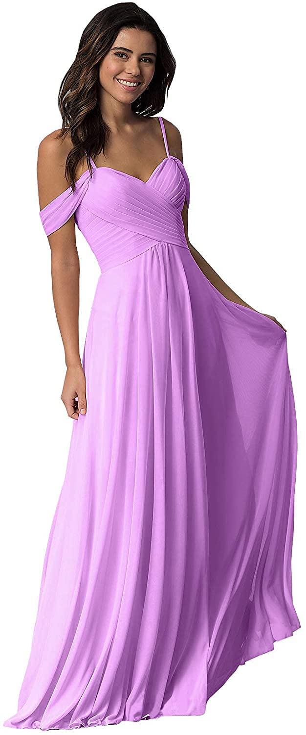 Elegant Off The Shoulder A-Line Ruched Bridesmaid Dress for Women - Long Formal Evening Gown for Weddings, Prom & Special Occasions