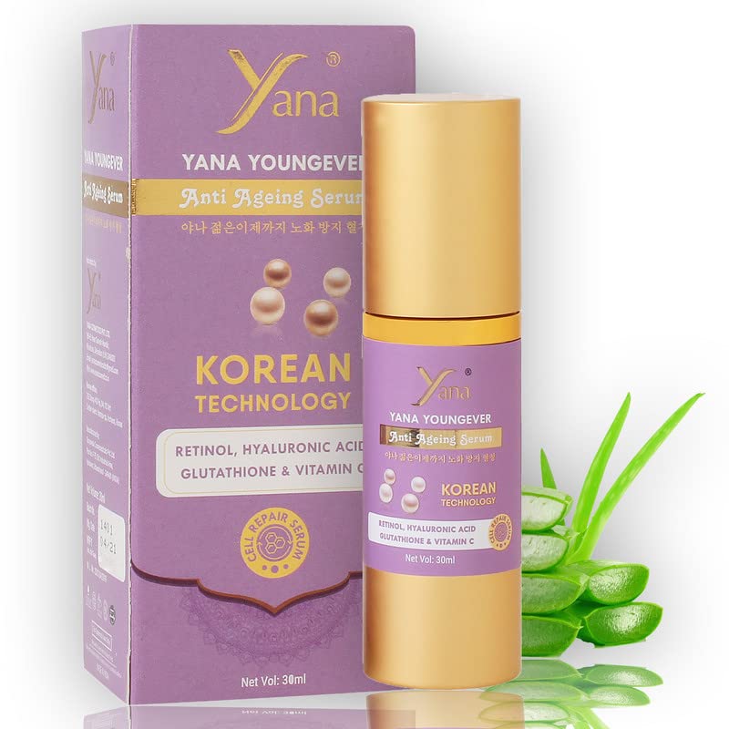 Yana Youngever Anti Aging Face Serum with Vitamin C & Retinol - Pore Refining & Skin Resurfacing Treatment | Hydrating Moisturizer with Hyaluronic Acid & Niacinamide | Collagen Booster for Firm Skin | 1.01 Fl Oz | Perfect for Nighttime Routine & Daily Skincare Regimen