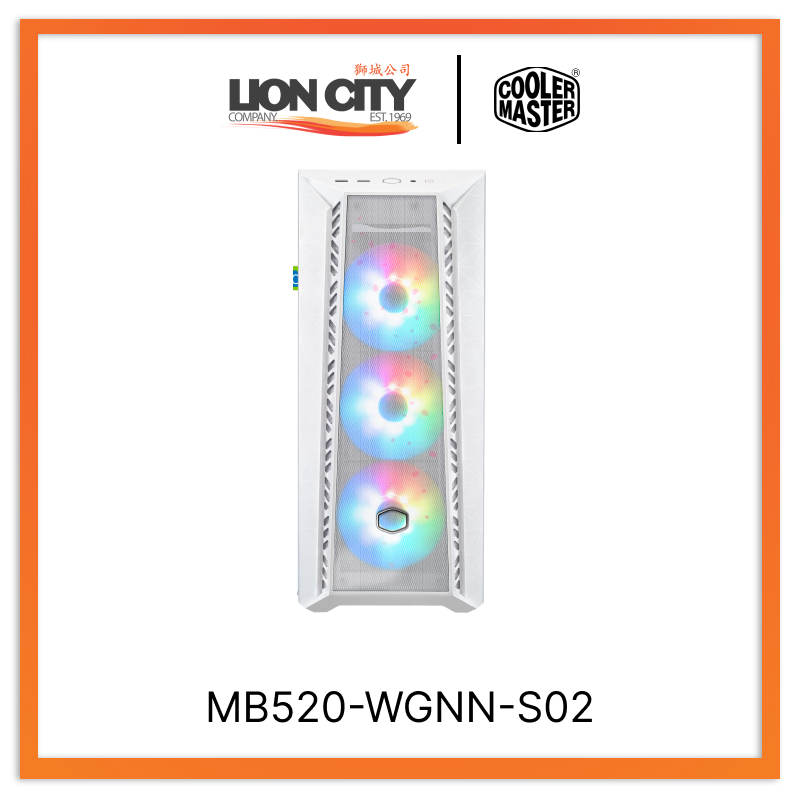 Cooler Master MB520 WGNN S02 CM MASTERBOX 520 MESH ATX Mid Tower PC Case - Sakura Pink Edition, High Airflow Design, Tempered Glass Side Panel, RGB Lighting for Gaming & Workstation Builds