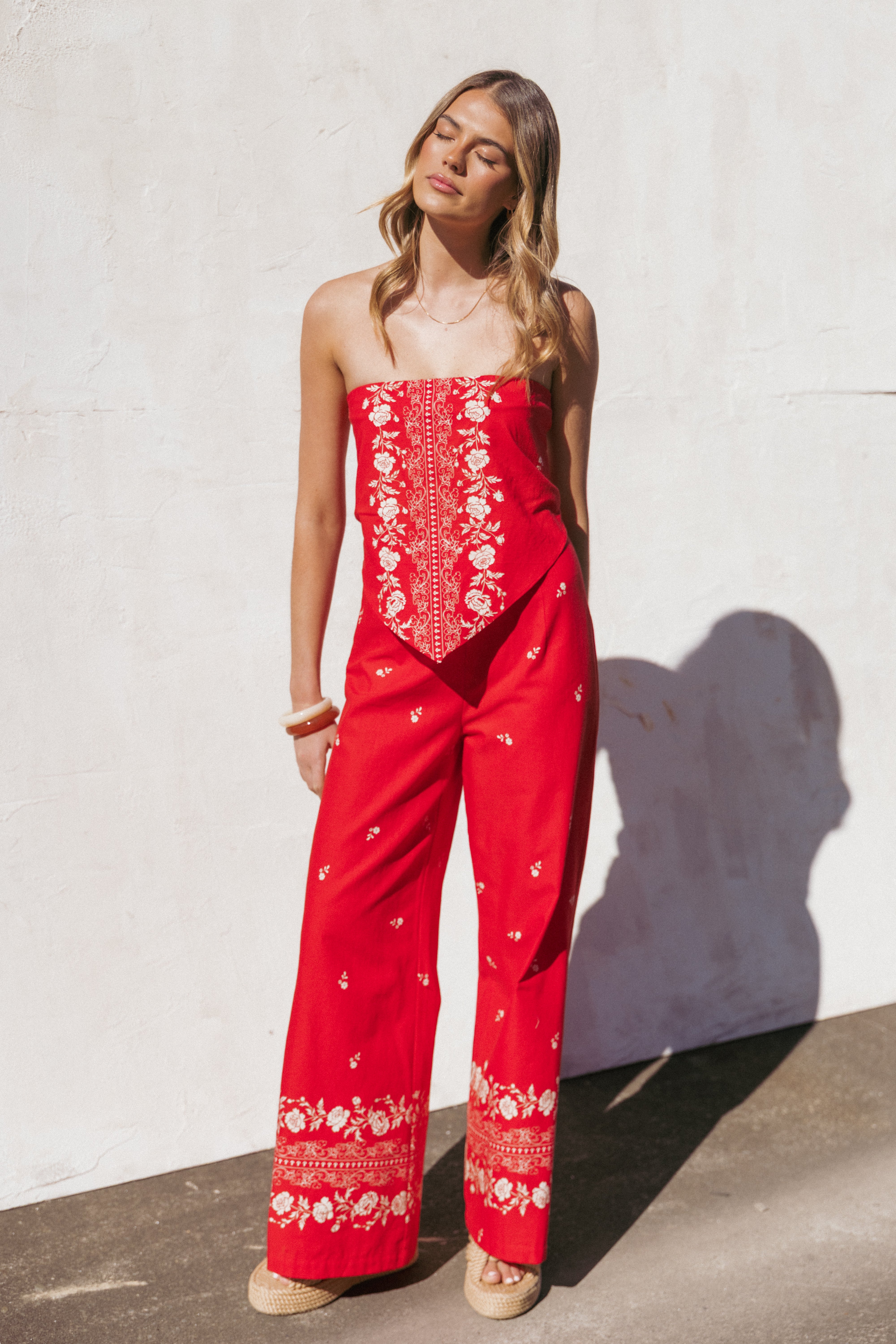 Ilara Pant - Red Floral Print Women's Casual Pants | Comfortable & Stylish for Everyday Wear, Work & Outings