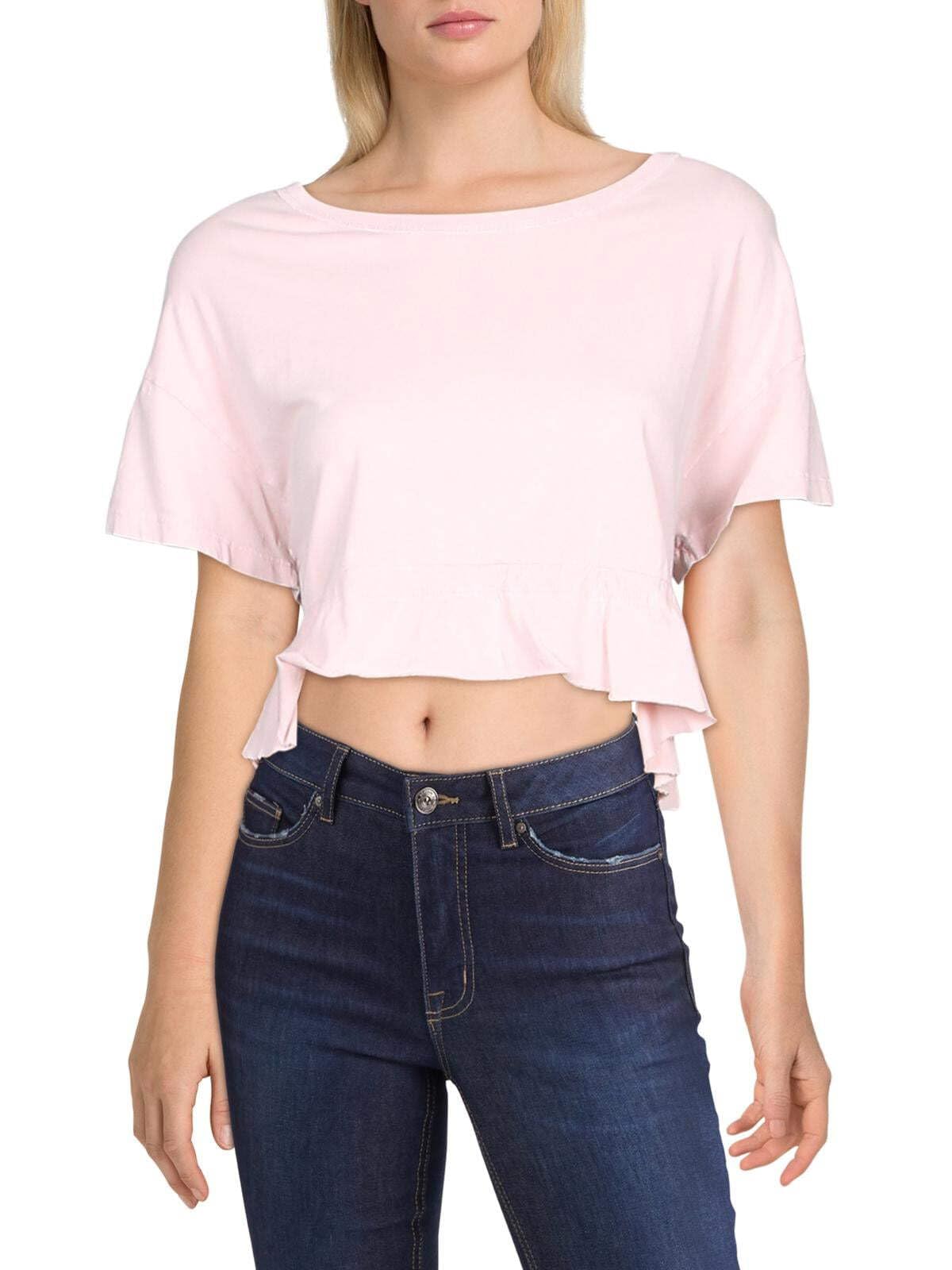 Free People Women's Acadia Cotton Ruffled Crop Top - Boho Chic Summer Blouse for Beach, Music Festivals & Casual Outings