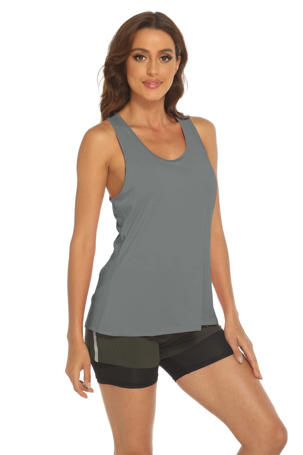MOVEUP Women's Cross Back Racerback Workout Tank Top - Sleeveless Yoga Gym Fitness Shirt for Running, Training & Active Lifestyle