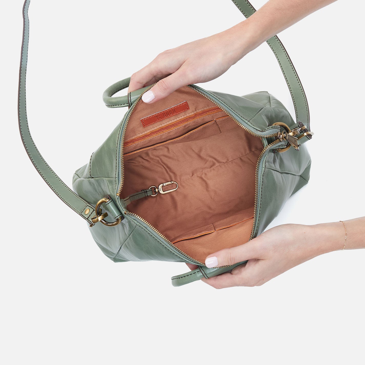 Sheila Medium Satchel Handbag - Premium Polished Leather in Jade Green - Perfect for Work, Travel & Everyday Use