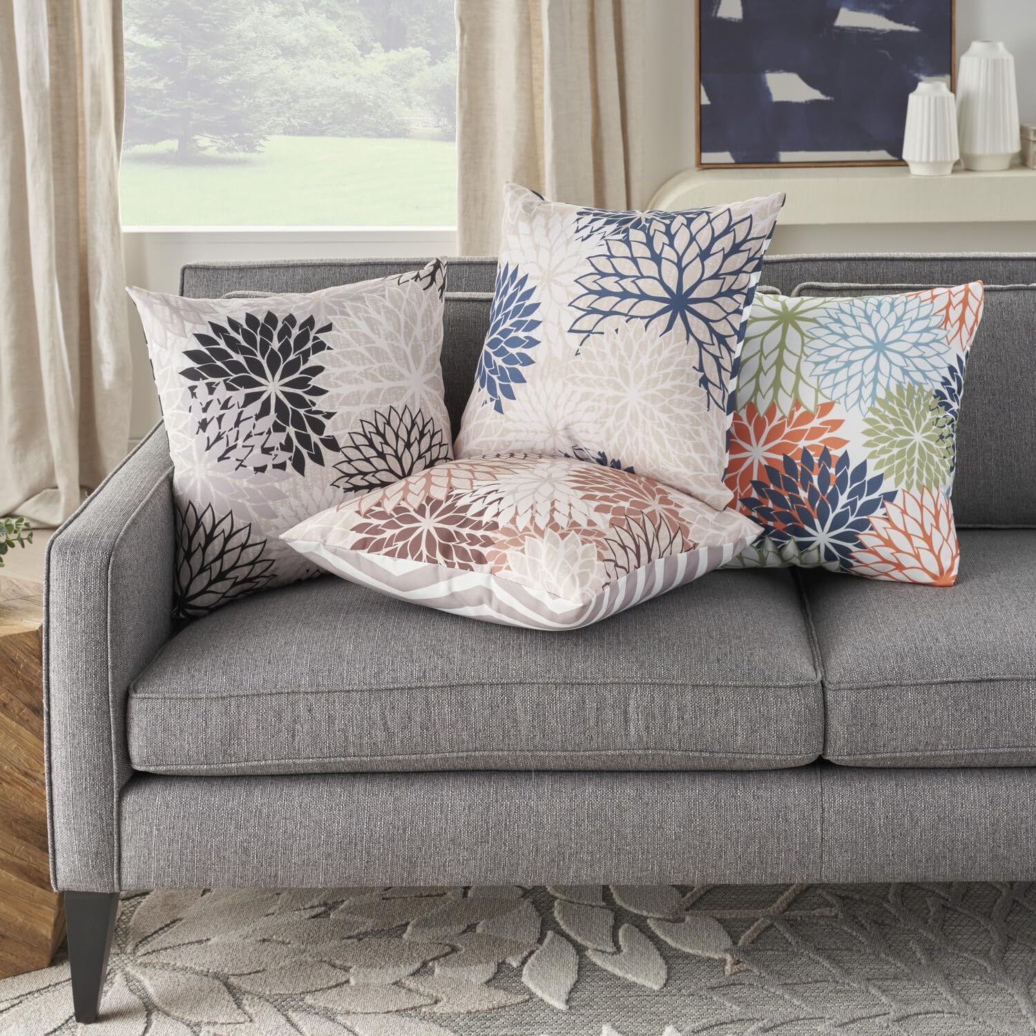 20x20 Inch Outdoor Throw Pillow - Tropical Aloha Floral Design, Waterproof & Easy Clean with Zipper Closure - Perfect for Patio Furniture, Garden Bench, Porch Swing & Living Room Decor