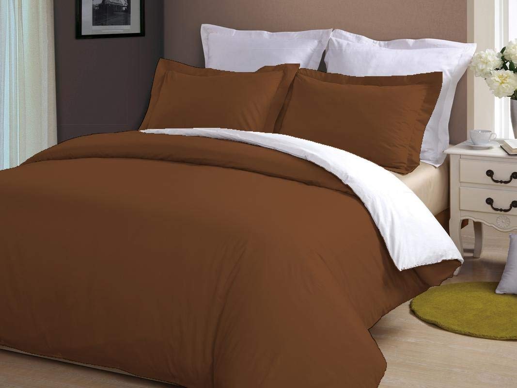 Luxurious 100% Egyptian Cotton Full XL Comforter Set - 300 GSM Comforter & 1000 Thread Count Duvet Cover (3 Pieces) | Soft Chocolate Solid Bedding for Master Bedroom, Guest Room & Dorm